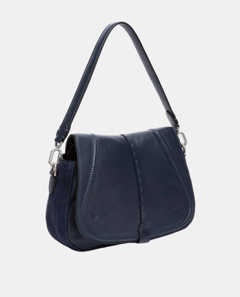 Bandolera en piel con solapa - Abbacino - Azul Azul-2