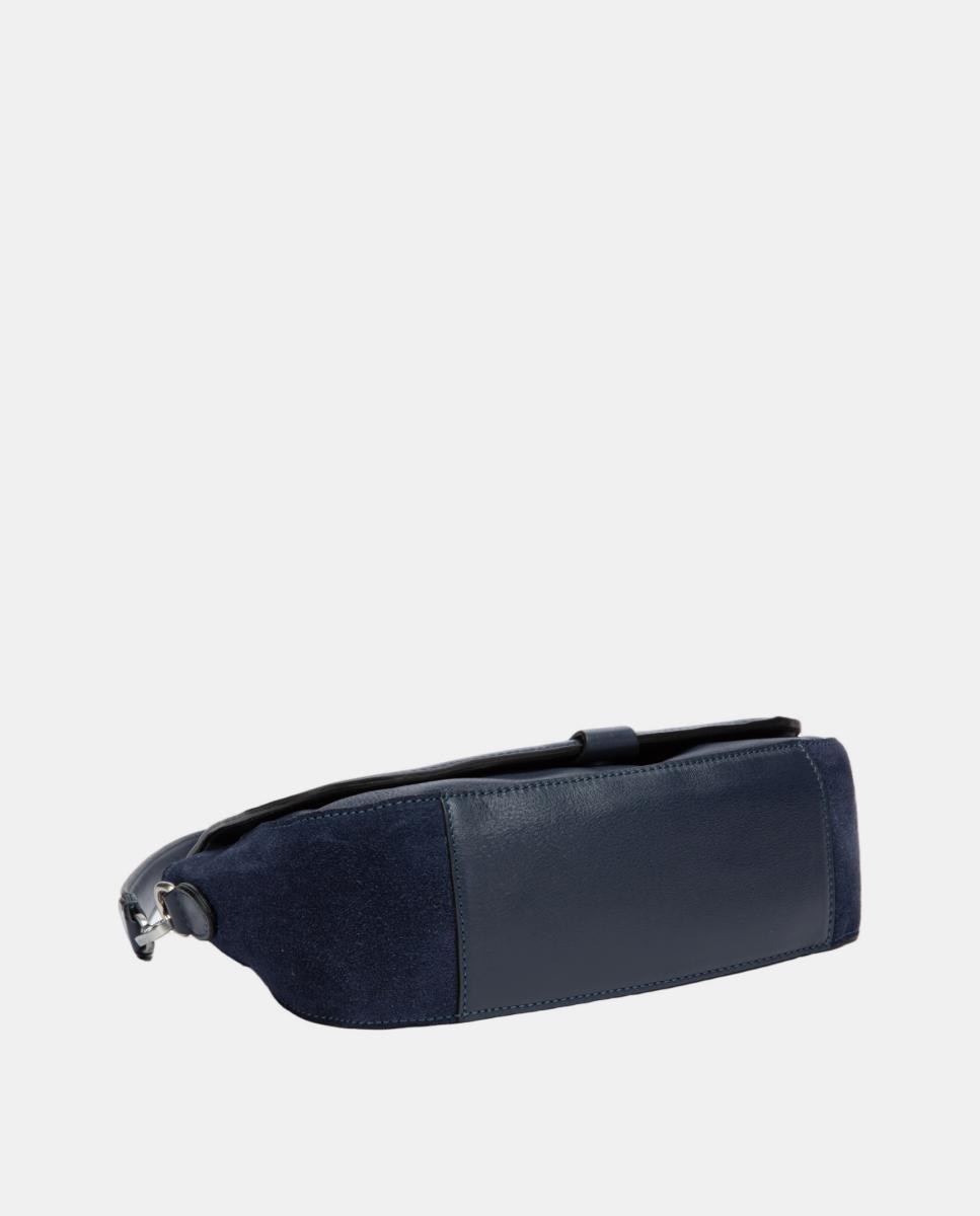 Bandolera en piel con solapa - Abbacino - Azul Azul-5