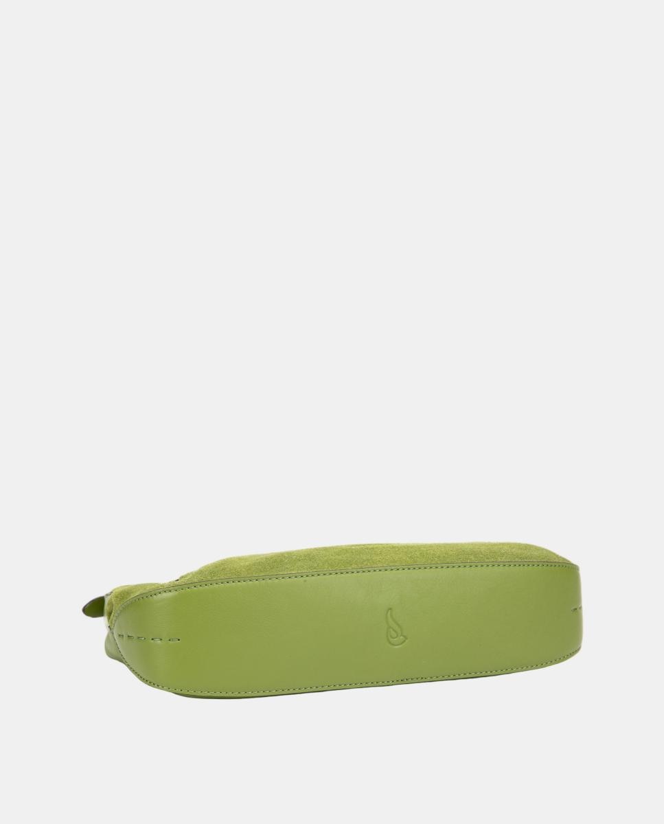 Mala a Tiracolo em Pele e Croute Combinadas Verde-4