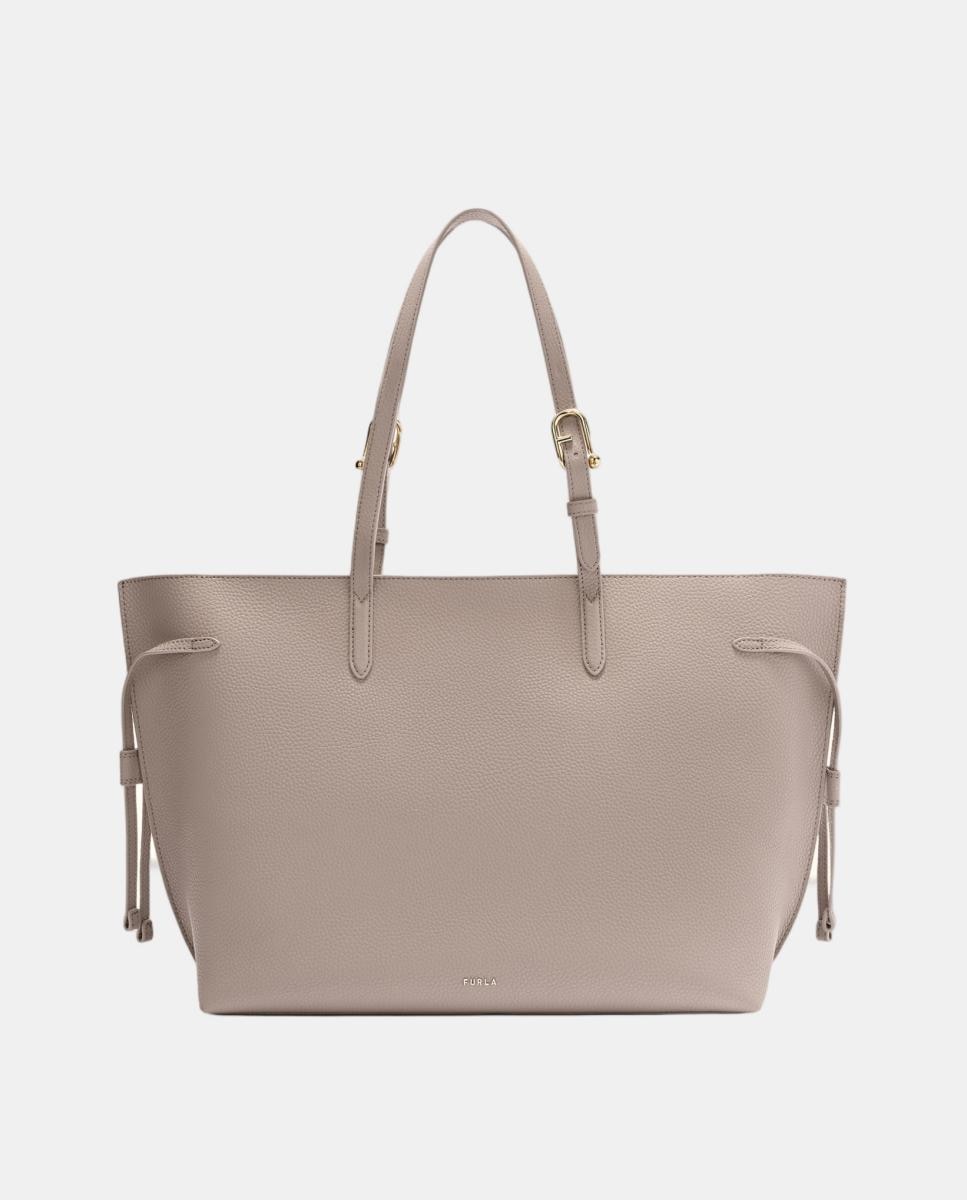Mala Tipo Tote Ava Grande com Fecho de Correr Cinzento-claro-1