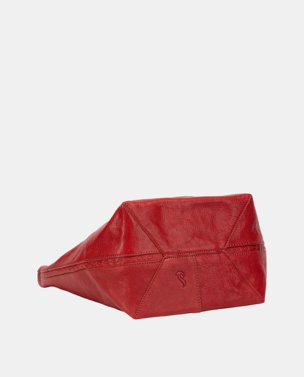 Mala de Ombro em Pele com Alça Entrançada Vermelho-5
