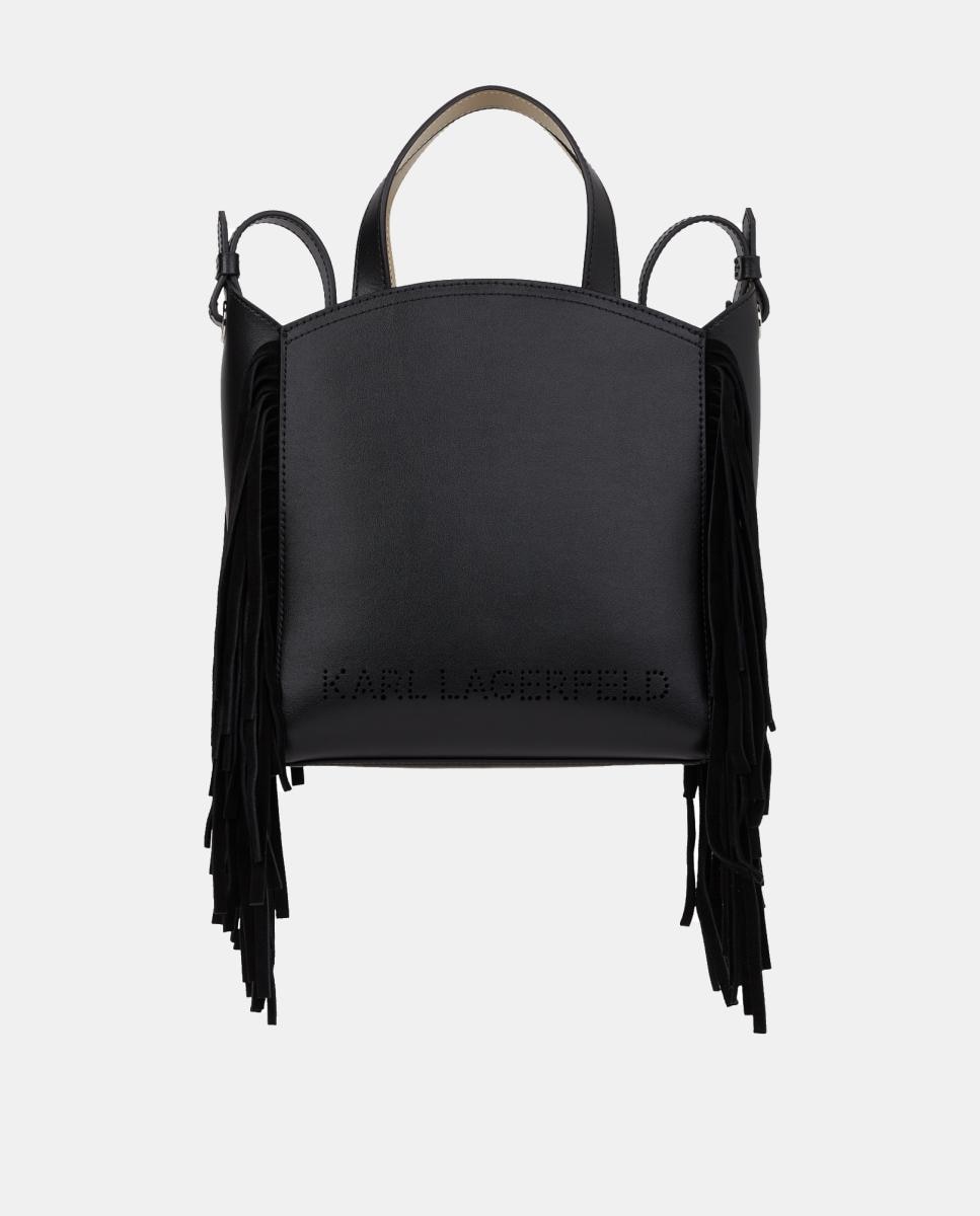 Tote de piel con flecos k/circle - Karl Lagerfeld - Negro Negro-1
