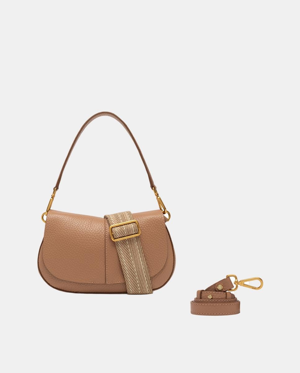 Imagem 0 de Mala a Tiracolo Modelo Helena Round em Pele com Várias Alças