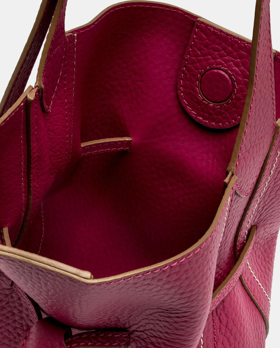 Mala de Ombro em Pele com Correia Ajustável Fúcsia-3