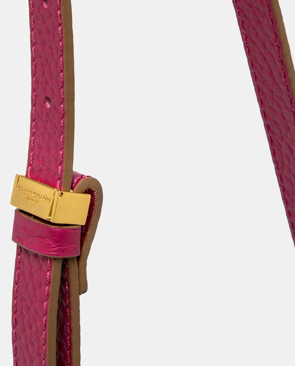 Mala de Ombro em Pele com Correia Ajustável Fúcsia-4