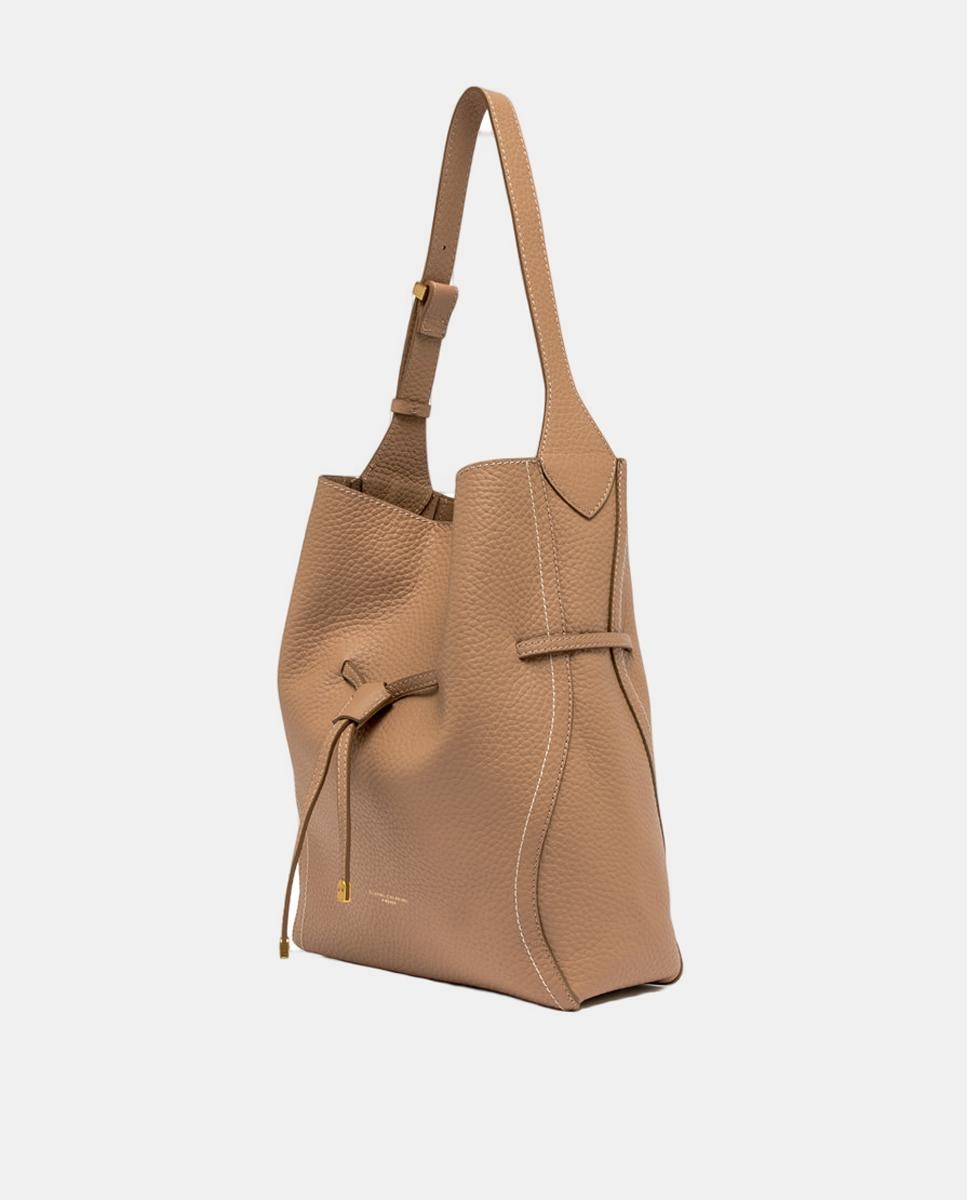 Mala de Ombro em Pele com Alça Ajustável Nude-2