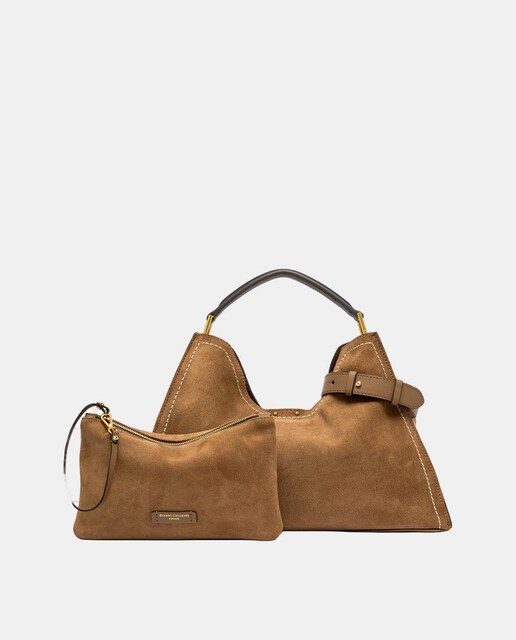 Imagem 0 de Mala de Ombro de Camurça com Correia Amovível e Ajustável