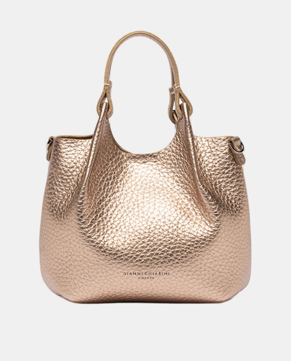 Mala Hobo com Alça de Tiracolo e em Pele de Bovino - Fúcsia Ouro-5