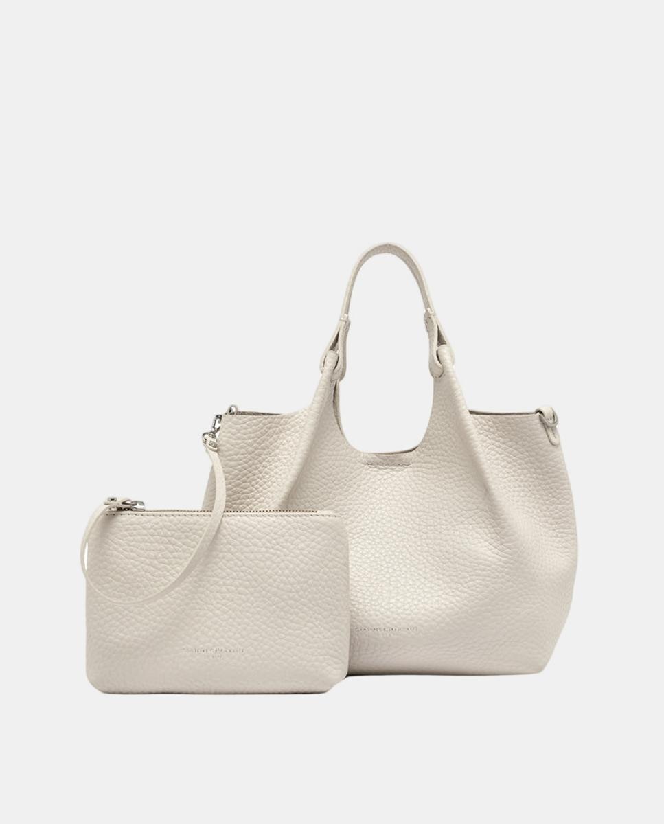 Imagem 0 de Mala Shopper Média com Bolso Amovível e em Pele - Castanho-Escuro