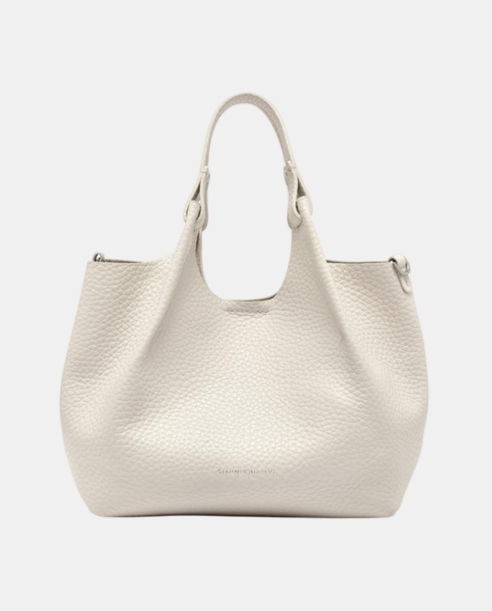 Mala Shopper Média com Bolso Amovível e em Pele - Castanho-Escuro Bege-6