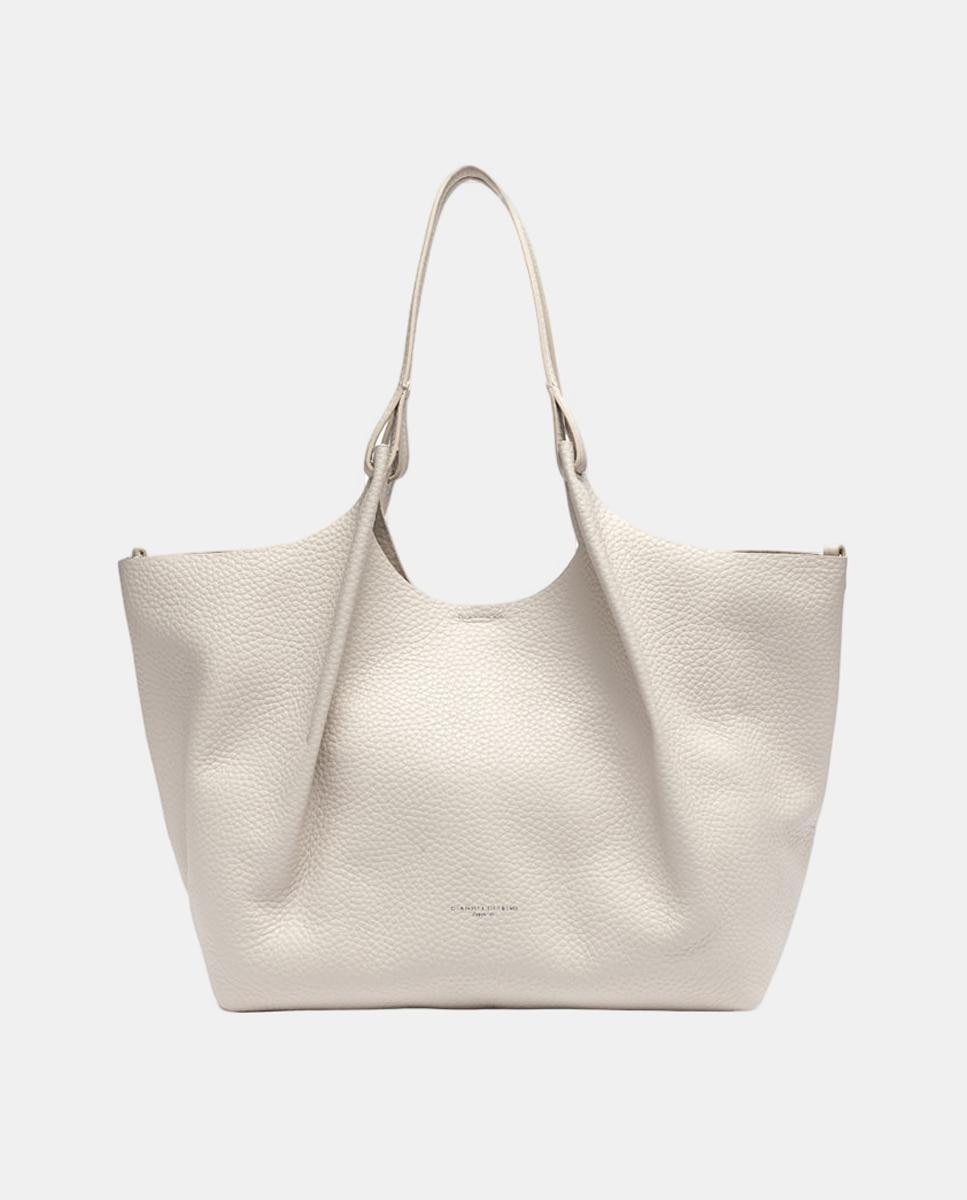 Bolso shopper grande de piel con bolsillo extraíble - Gianni Chiarini - Beige Beige-5