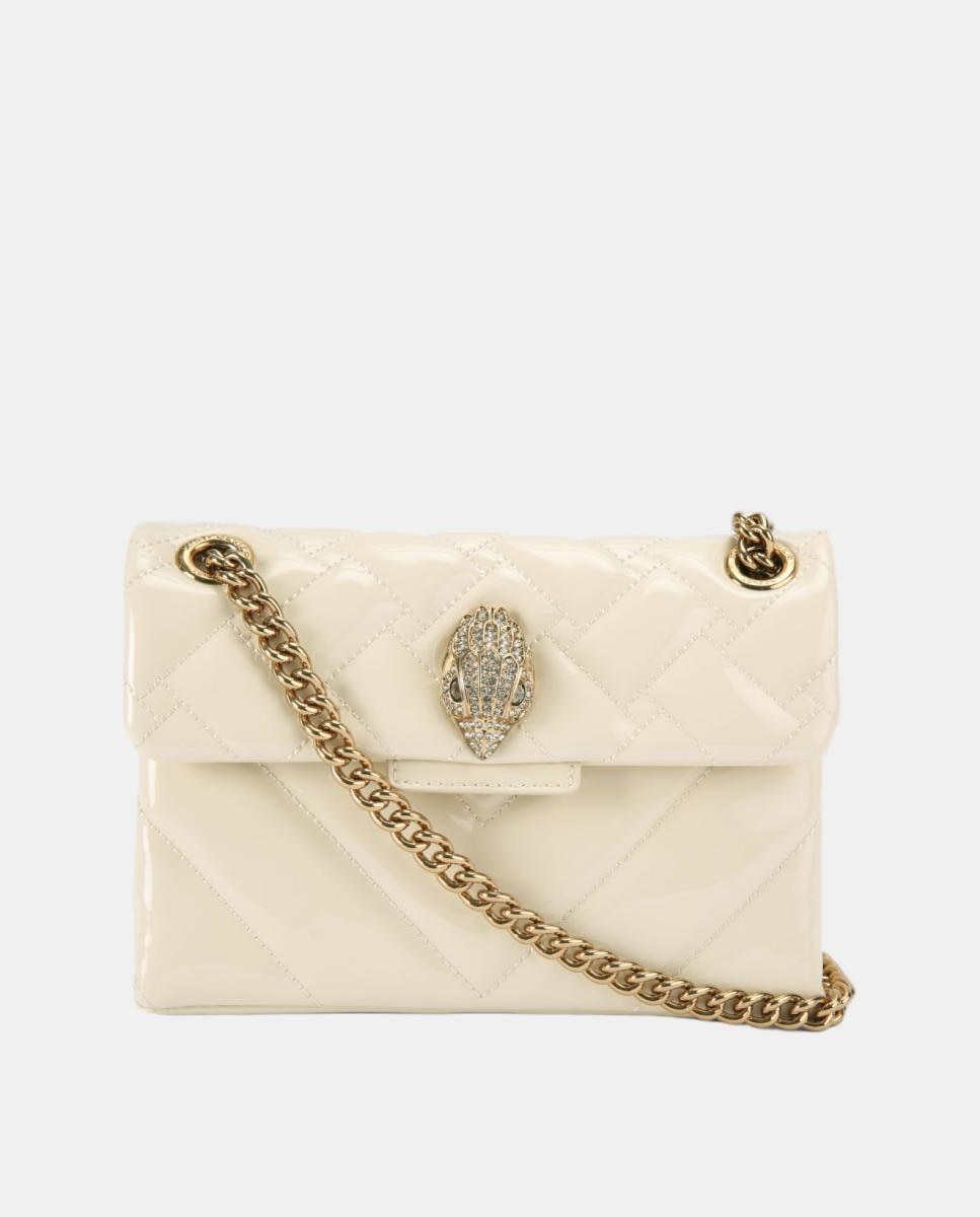 Mala Kensington Mini em Pele com Acabamento Brilhante Branco-1
