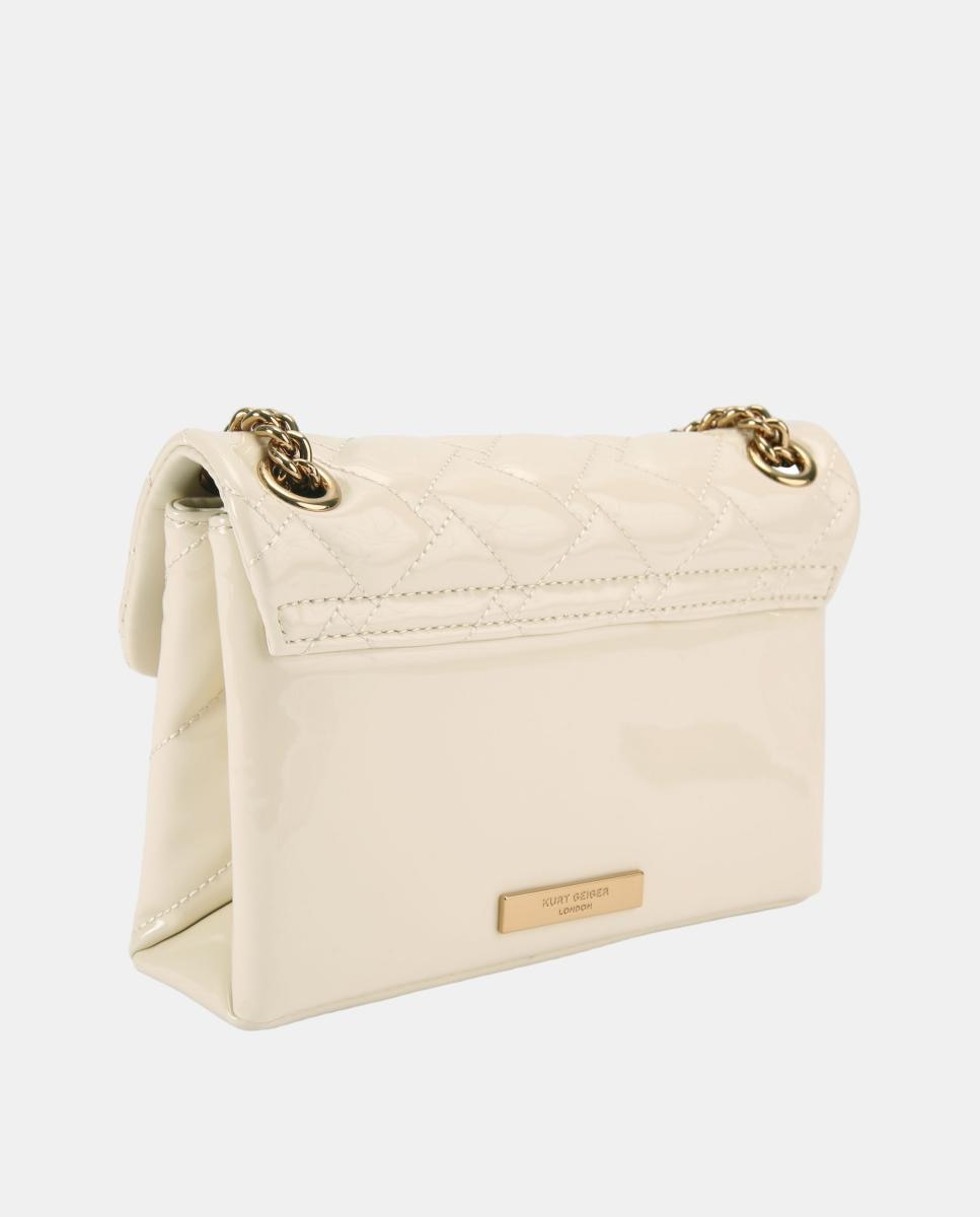 Mala Kensington Mini em Pele com Acabamento Brilhante Branco-3