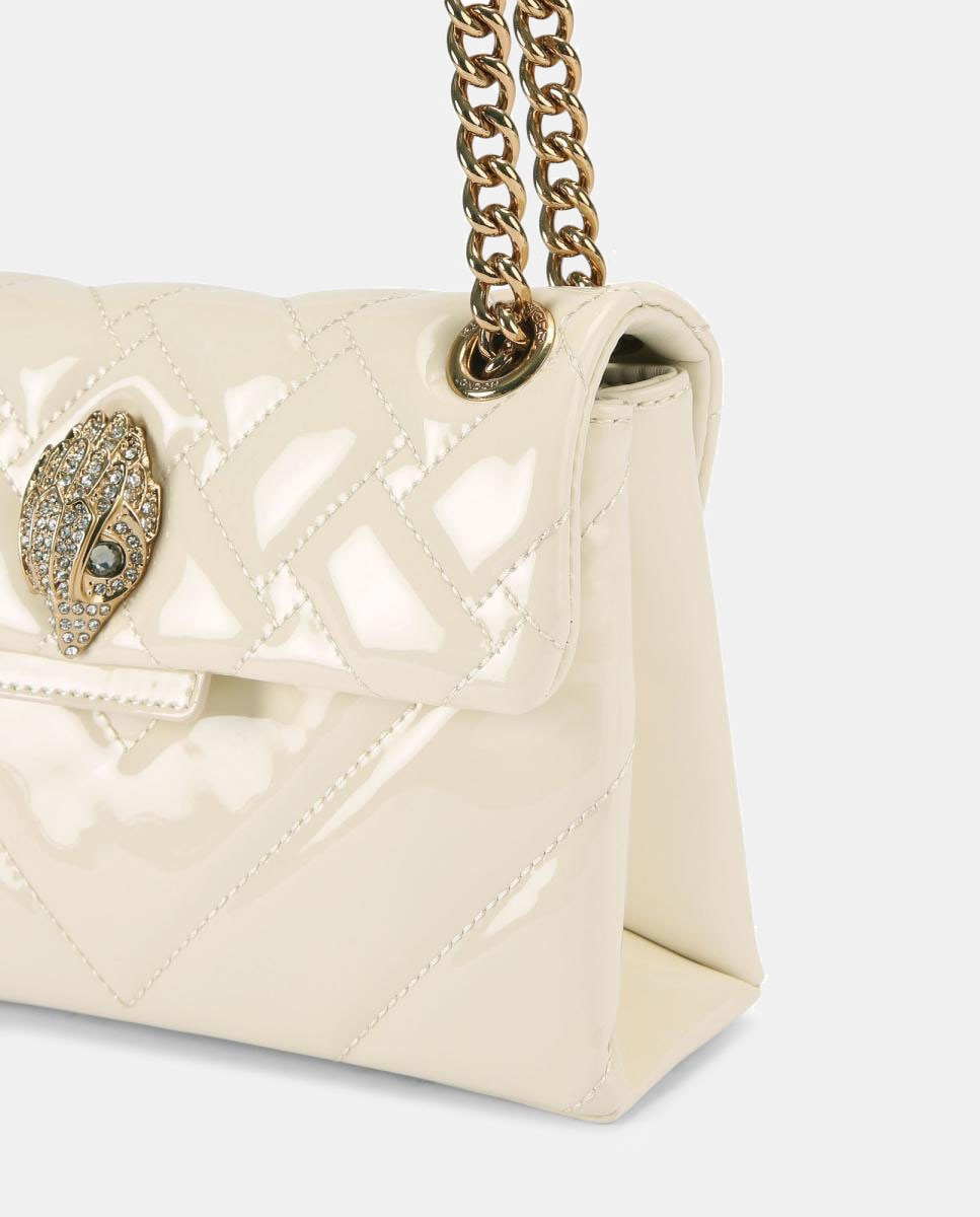 Mala Kensington Mini em Pele com Acabamento Brilhante Branco-5