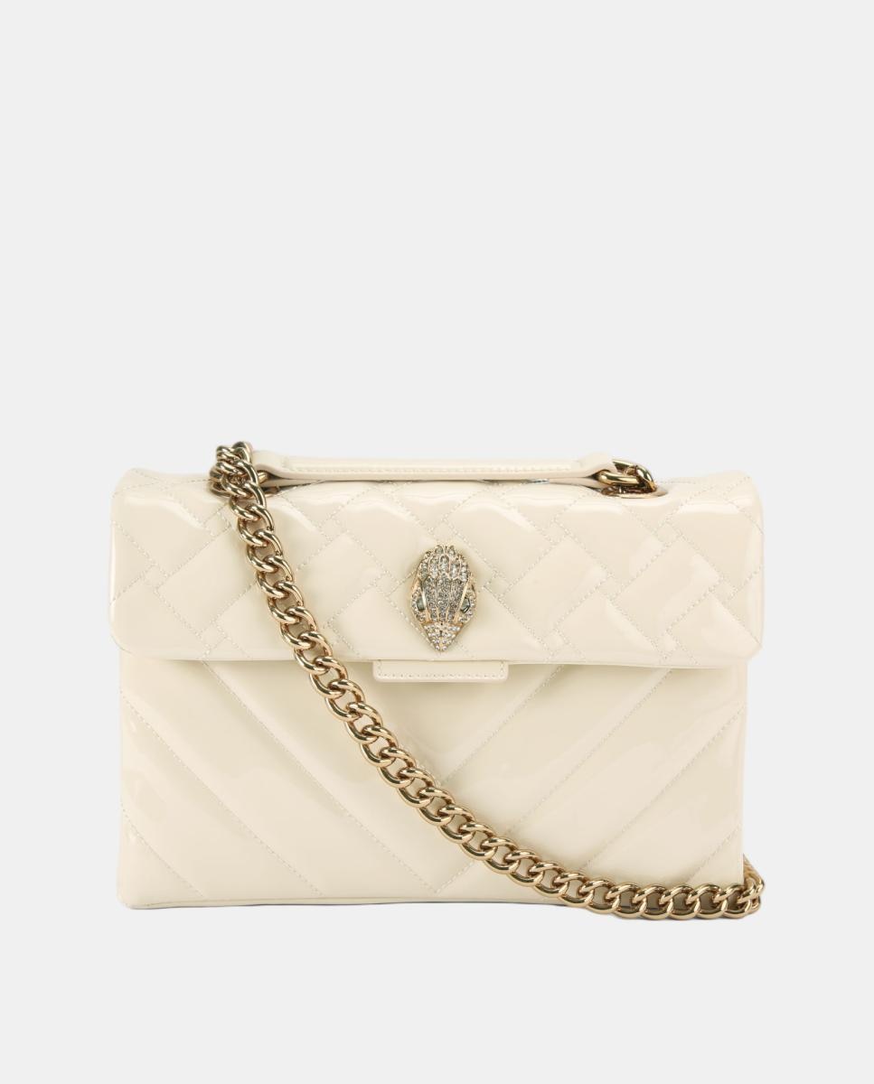 Mala Kensington Mini em Pele com Acabamento Brilhante Branco-1