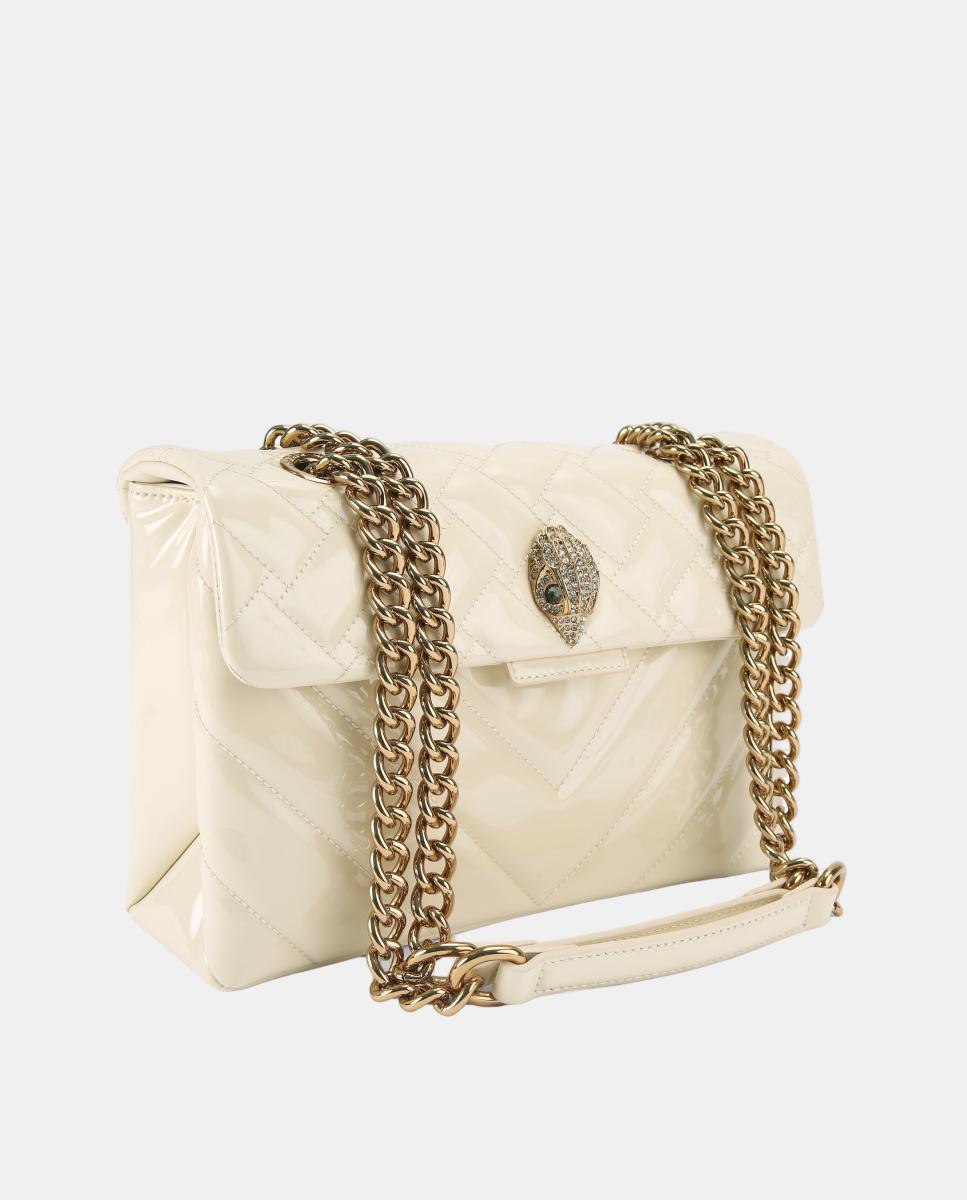 Mala Kensington Mini em Pele com Acabamento Brilhante Branco-2