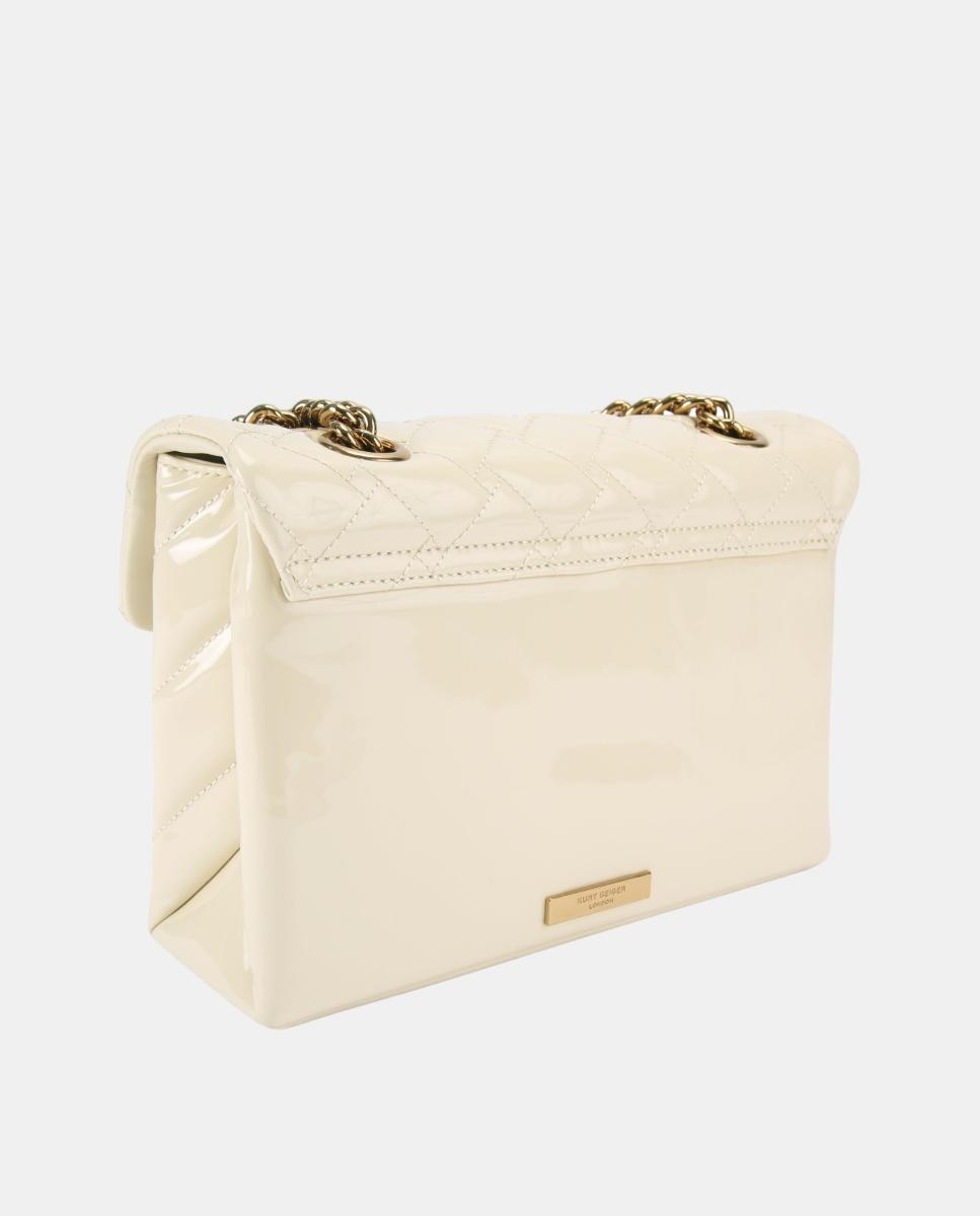Mala Kensington Mini em Pele com Acabamento Brilhante Branco-3