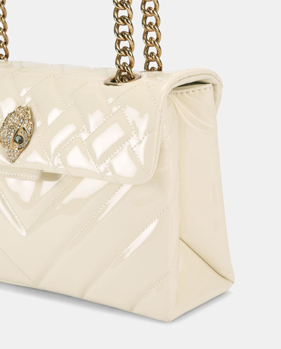 Mala Kensington Mini em Pele com Acabamento Brilhante Branco-5