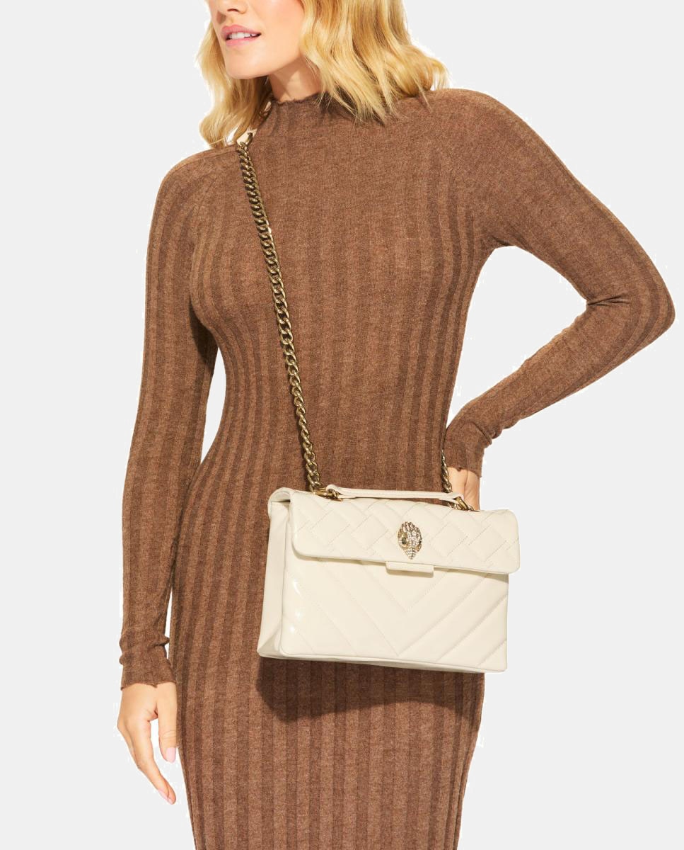 Mala Kensington Mini em Pele com Acabamento Brilhante Branco-6