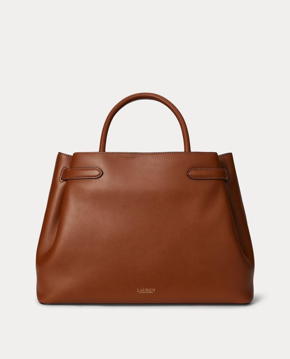Mala Satchel Grande em Pele. Castanho-4