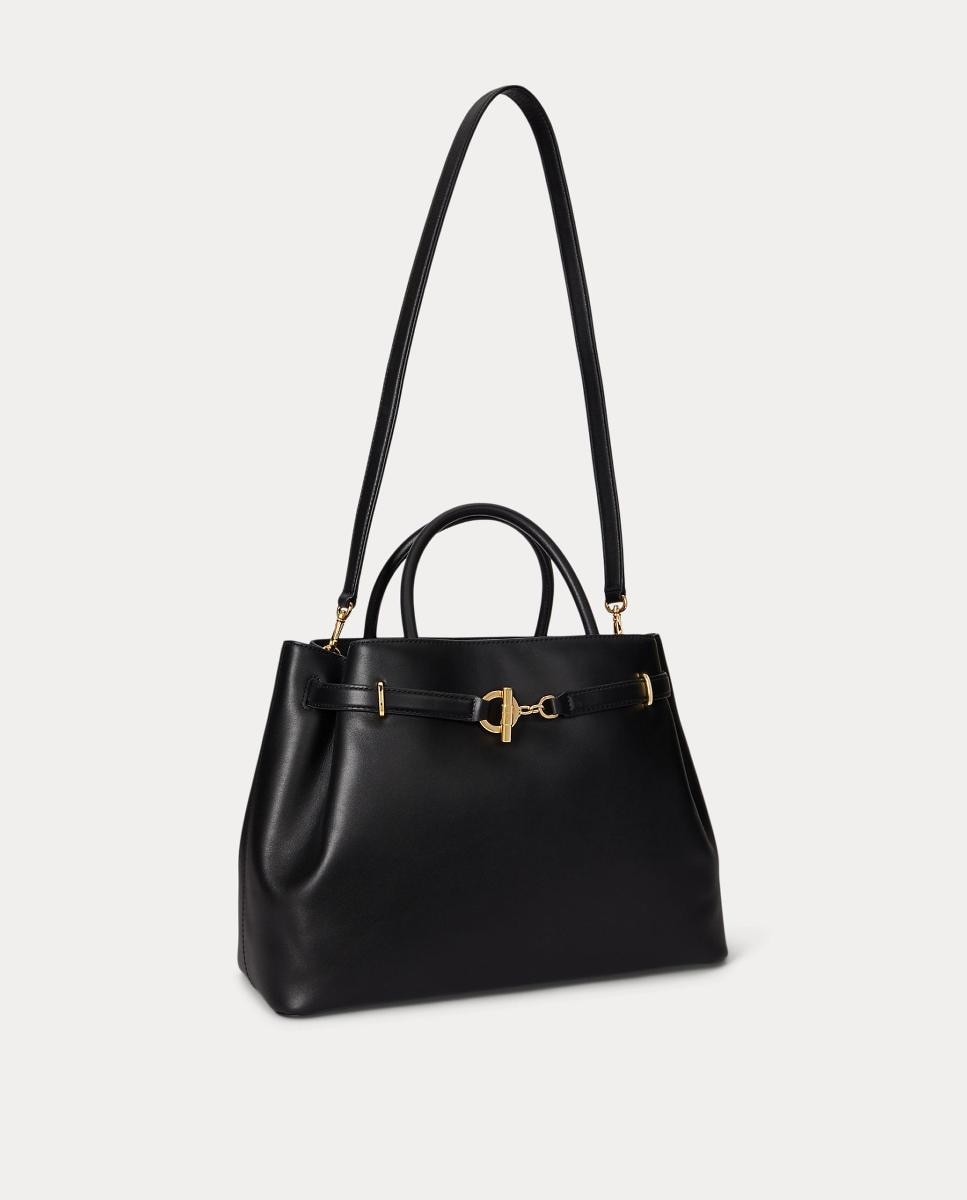 Mala Satchel Grande em Pele. Preto-3