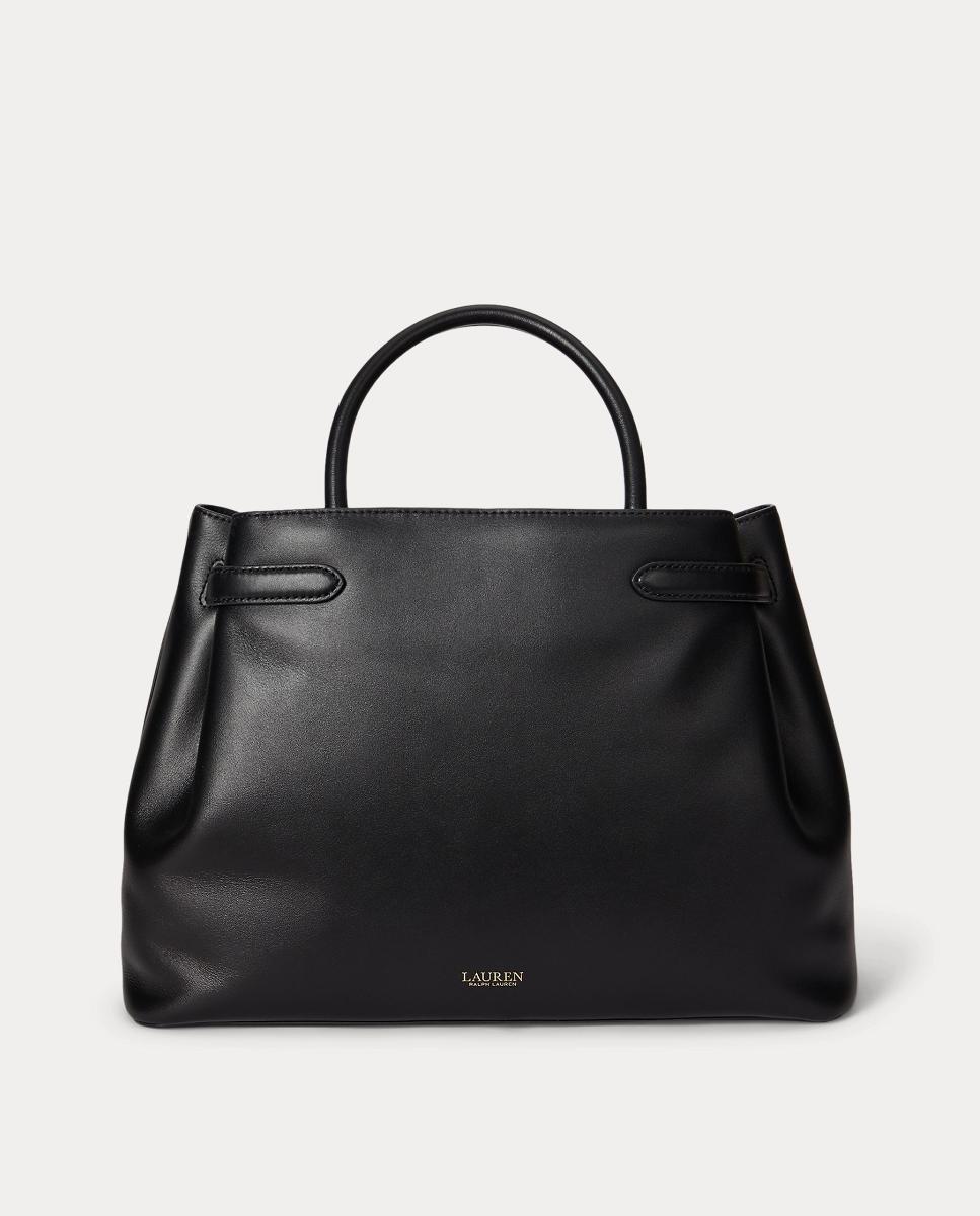 Mala Satchel Grande em Pele. Preto-4