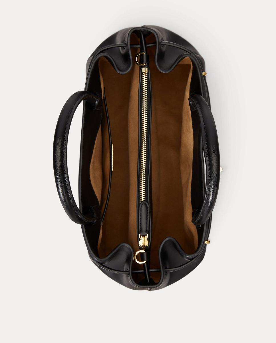 Mala Satchel Grande em Pele. Preto-5
