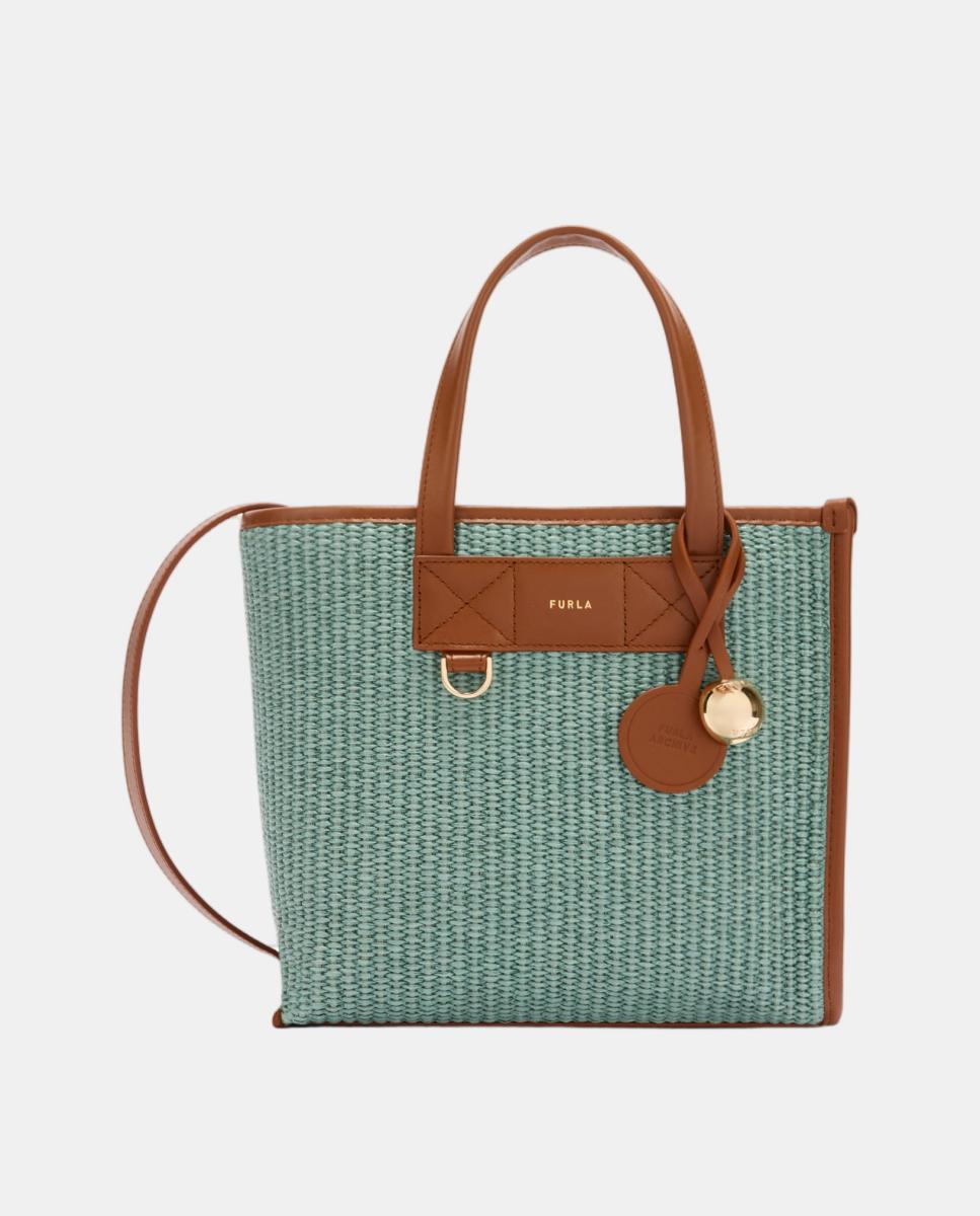 Imagen 0 de Tote mini en woven colorblock Azul claro