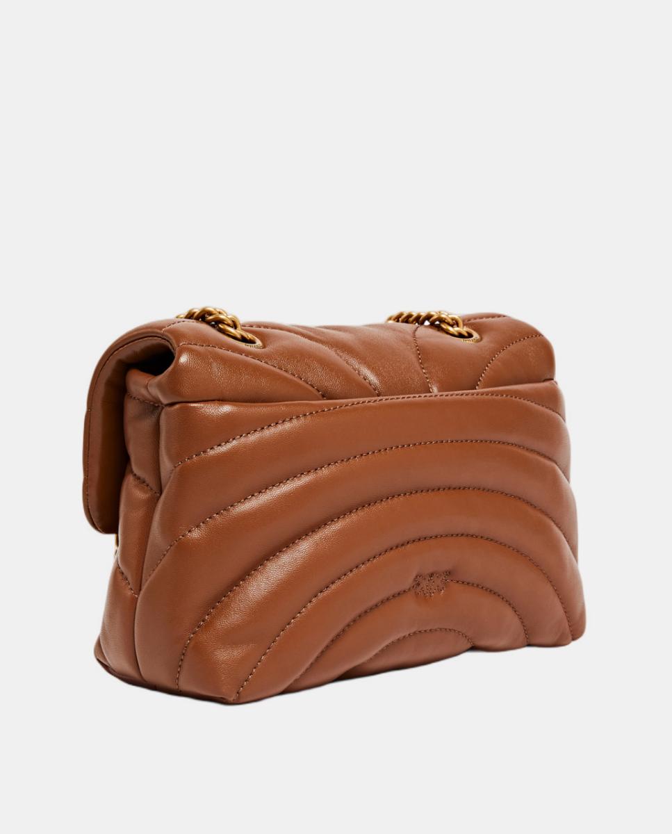 Mini Mala Love Bag Puff Butterfly com Alça a Tiracolo de Napa Castanho-claro-2