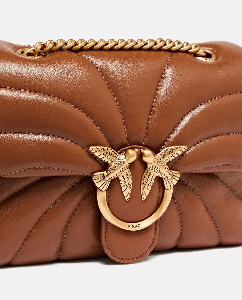 Mini Mala Love Bag Puff Butterfly com Alça a Tiracolo de Napa Castanho-claro-3