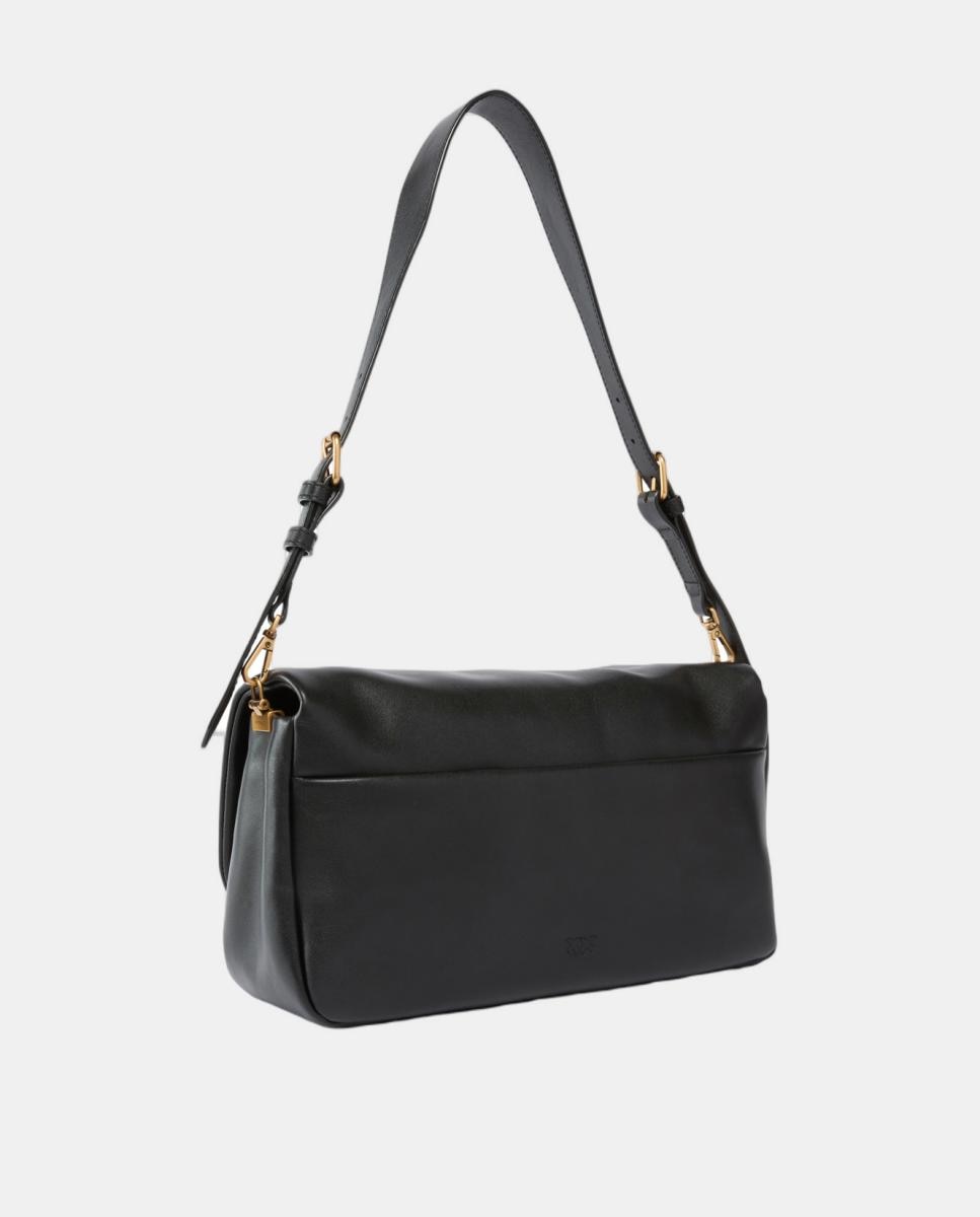 Mala de ombro Média a Tiracolo Love Bag Click Soft Horizontal Mini de pele Preto-2