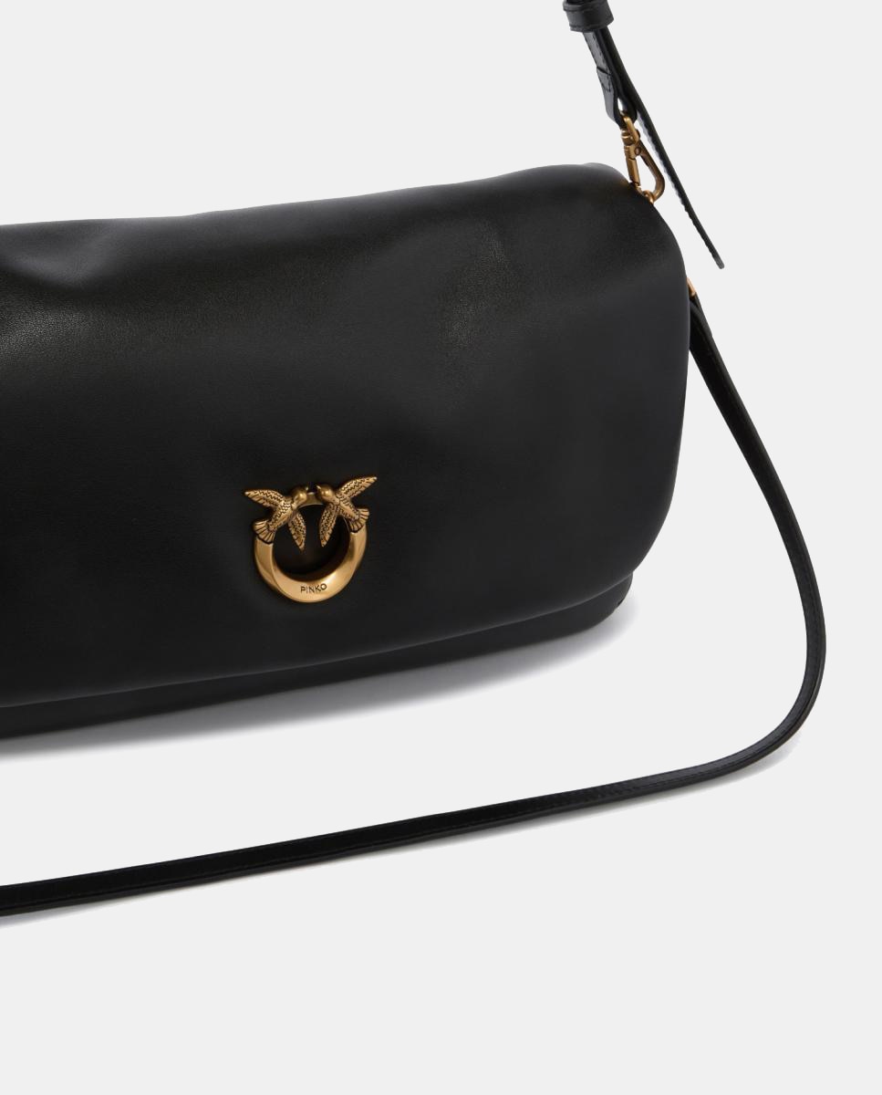 Mala de ombro Média a Tiracolo Love Bag Click Soft Horizontal Mini de pele Preto-3