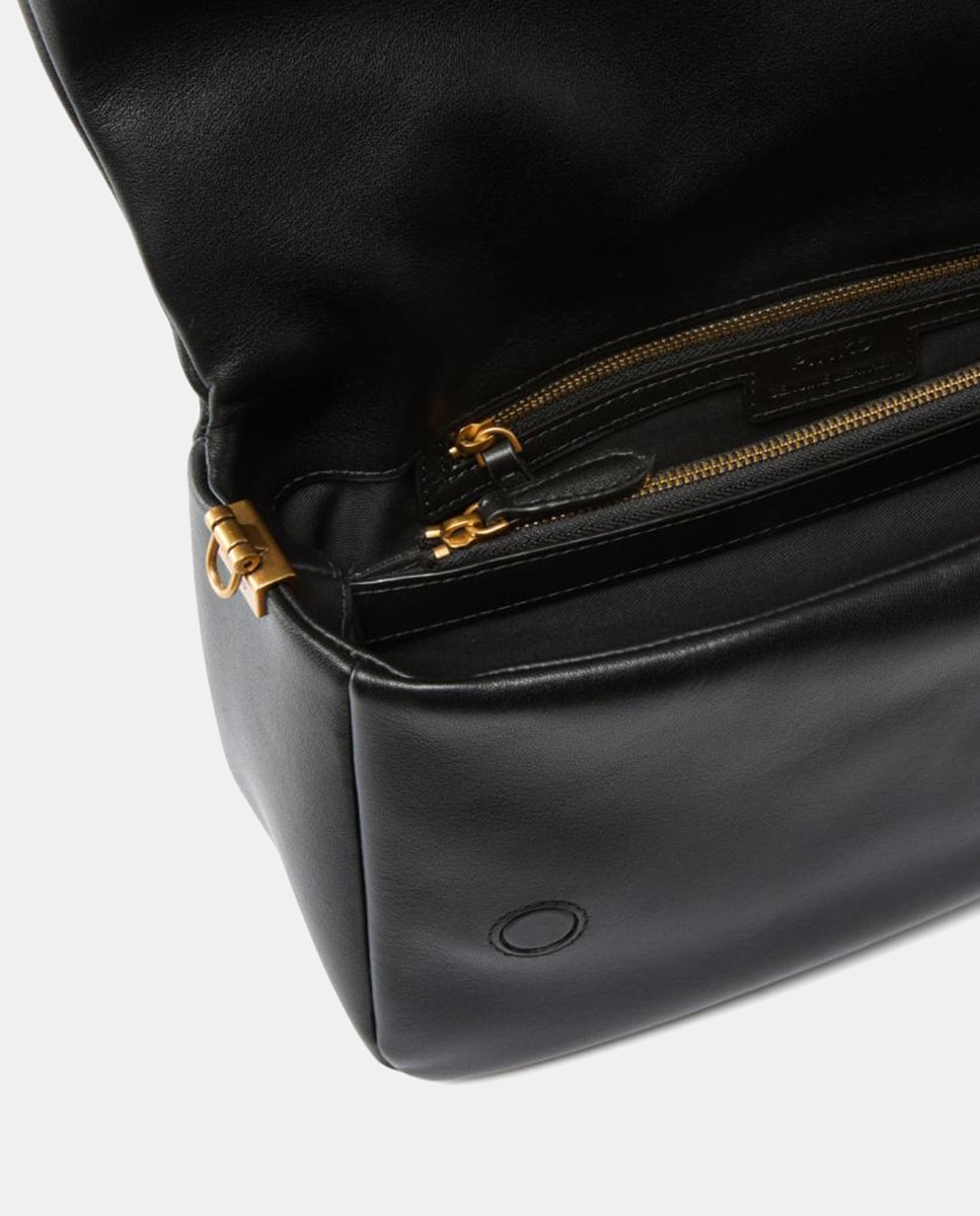 Mala de ombro Média a Tiracolo Love Bag Click Soft Horizontal Mini de pele Preto-4