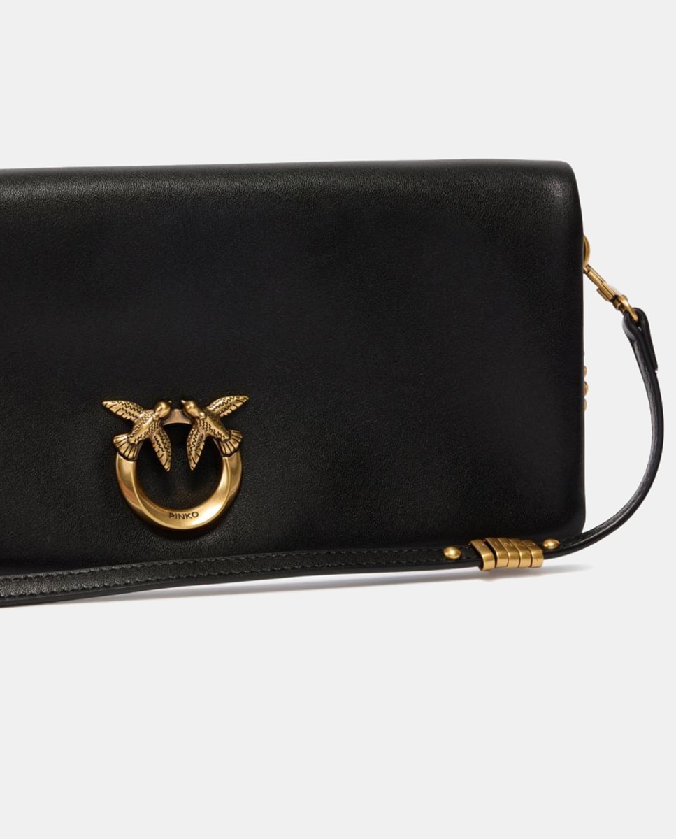 Pochette a Tiracolo Média Love Bag Click Soft Horizontal Classic de Pele Preto-3