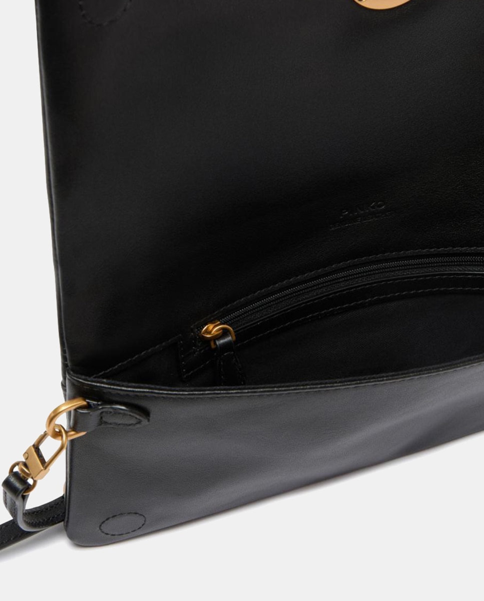 Pochette a Tiracolo Média Love Bag Click Soft Horizontal Classic de Pele Preto-4
