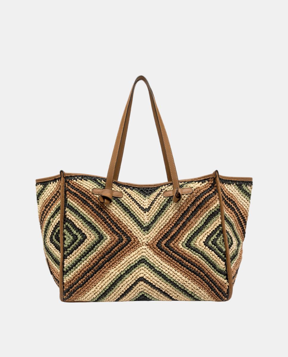 Imagem 0 de Mala de Ombro Tamanho Grande em Palha com Pochette