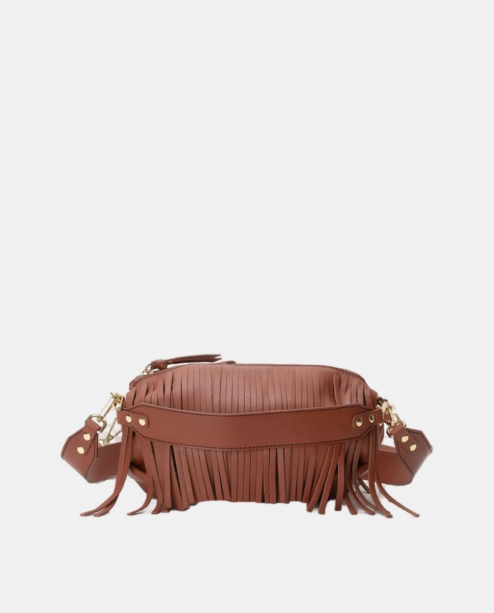 Imagem 0 de Mala Média em Pele com Forma de Balão e Franjas Decorativas