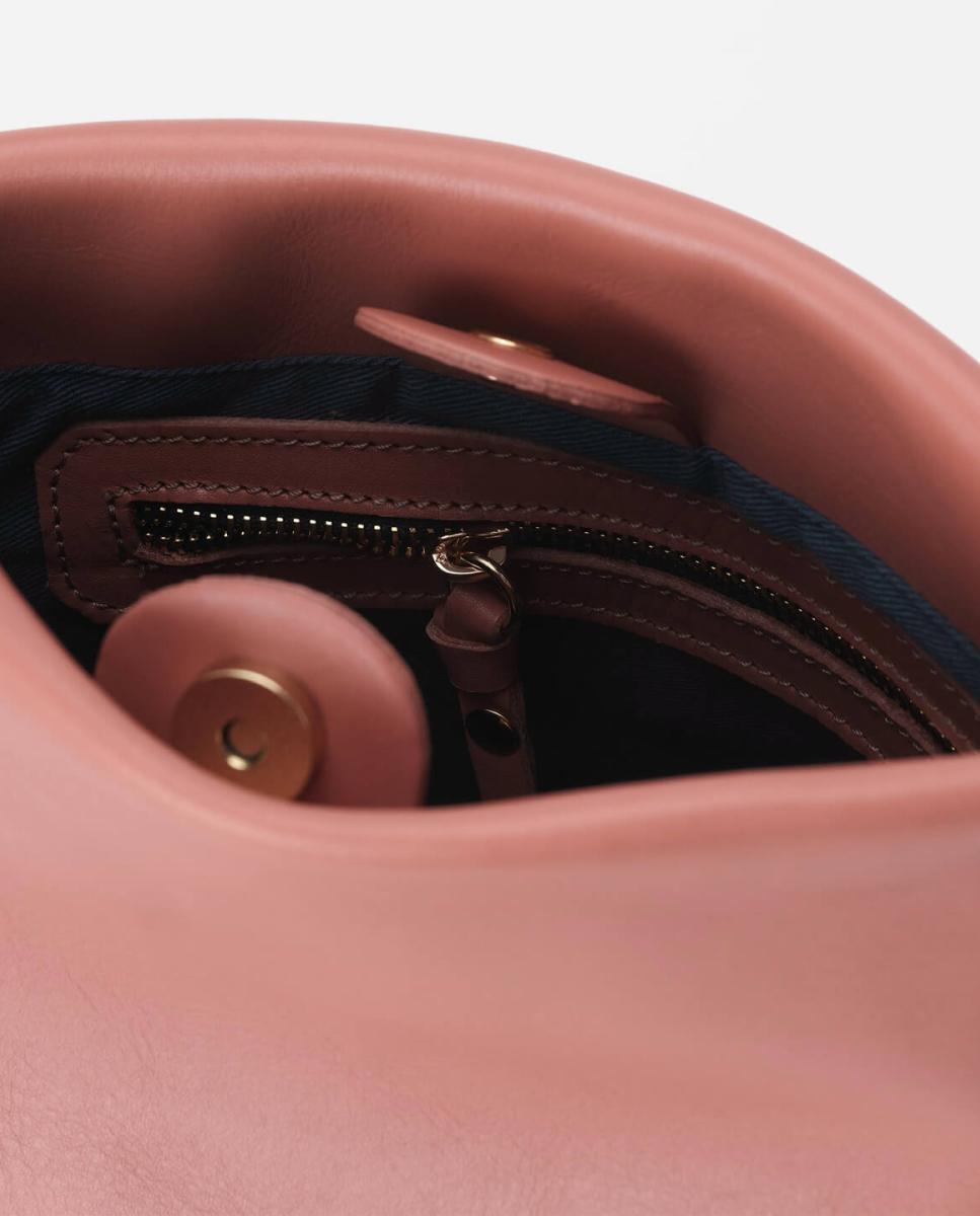 Mala Média em Pele Estilo Bucket com Duas Alças de Rebites Desmontáveis Vermelho-telha-3