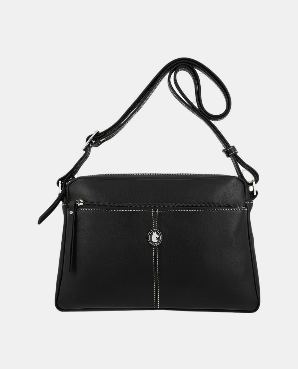 Bolso bandolera con tres departamentos exteriores - El Potro - Negro Negro-1