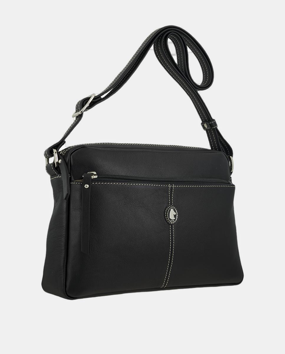 Bolso bandolera con tres departamentos exteriores - El Potro - Negro Negro-2