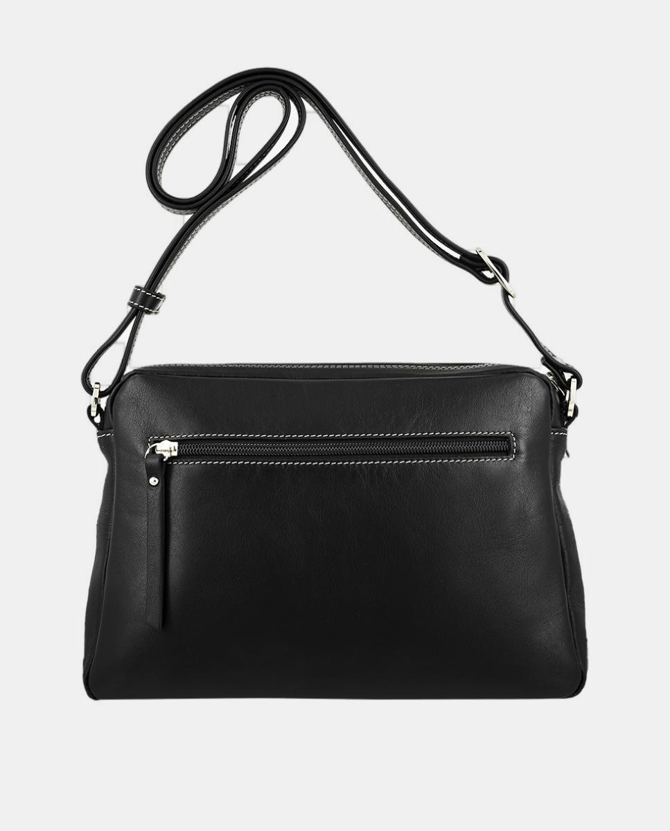Bolso bandolera con tres departamentos exteriores - El Potro - Negro Negro-3