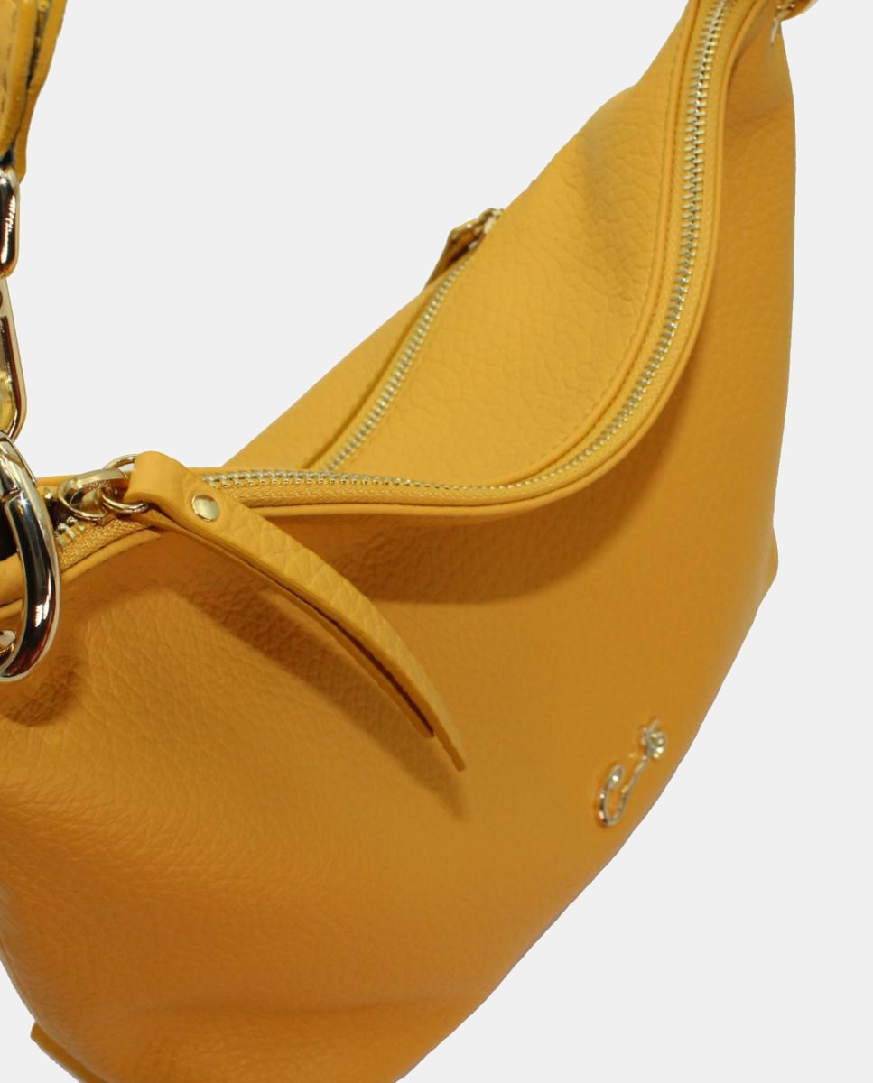 Bolso hobo de piel con cremallera - Cats - Mostaza Mostaza-3