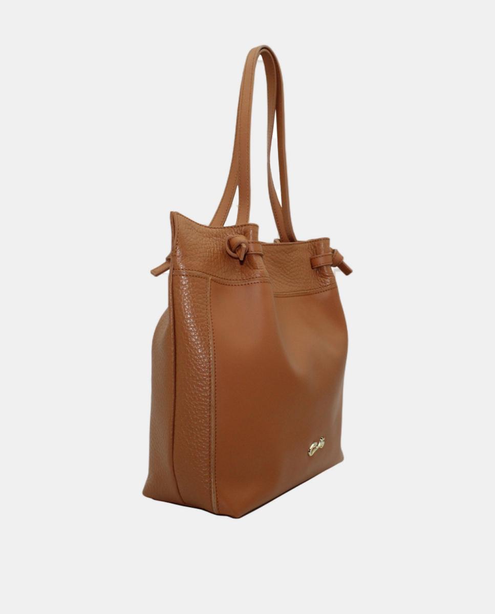 Mala Shopper em Pele Chef Combinada com Animal Print de Leopardo Camel-2