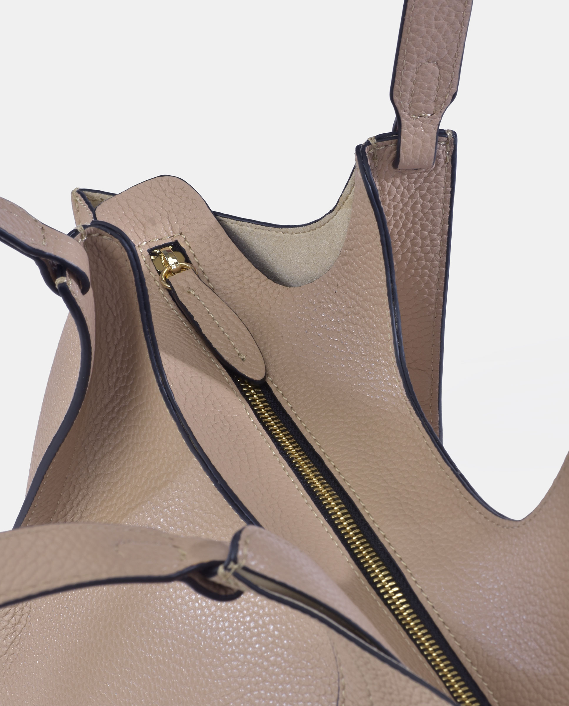 Bolso tote en piel con pouch interior - Guy Laroche - Crema Crema-3