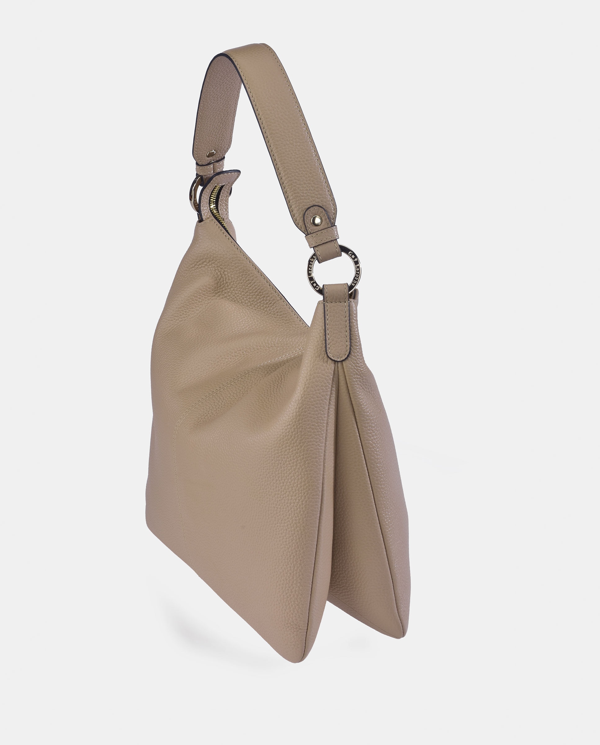 Bolso hobo en piel con cremallera - Guy Laroche - Crema Crema-3