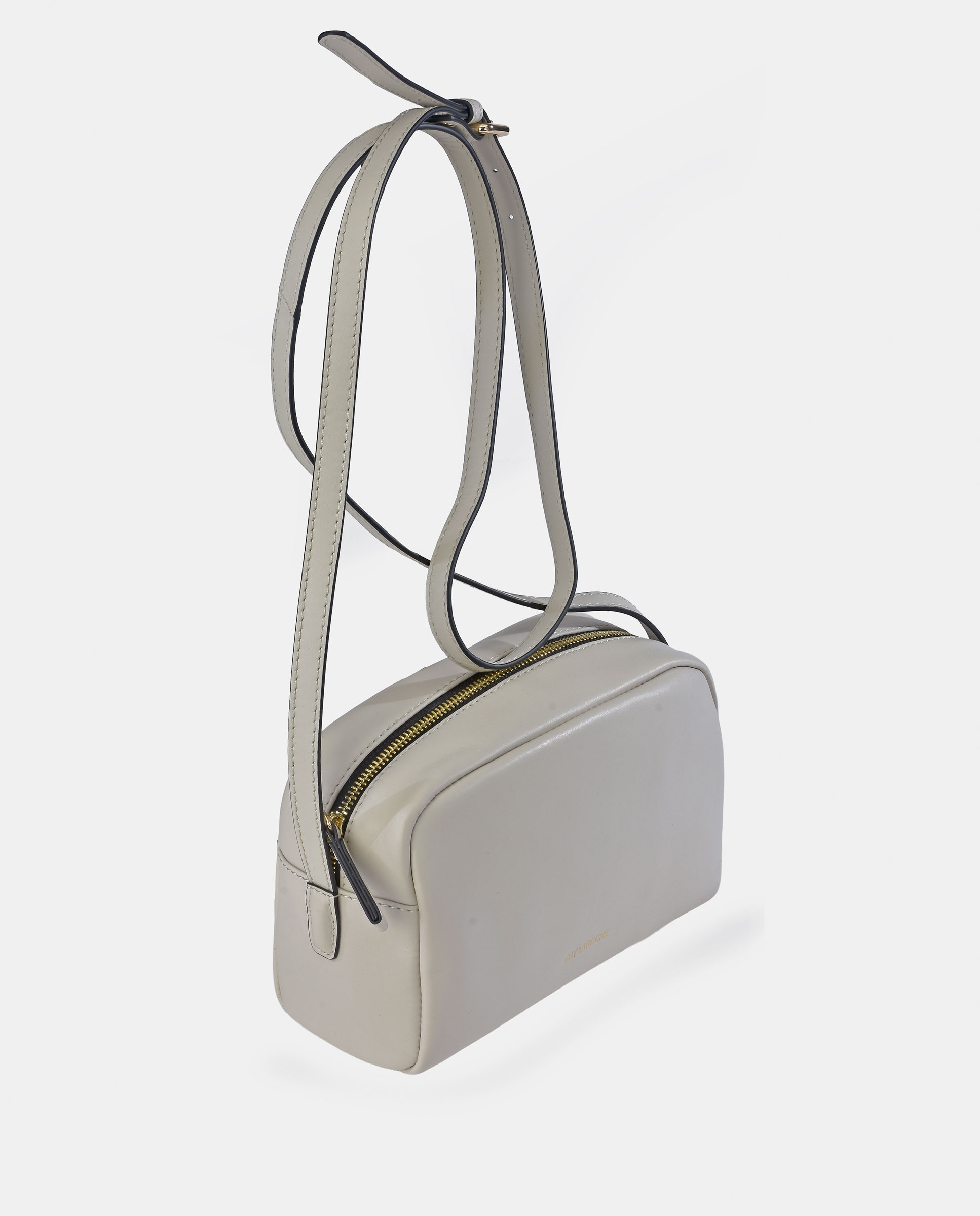 Mala Crossbody em Pele com Fecho de Correr Branco-2