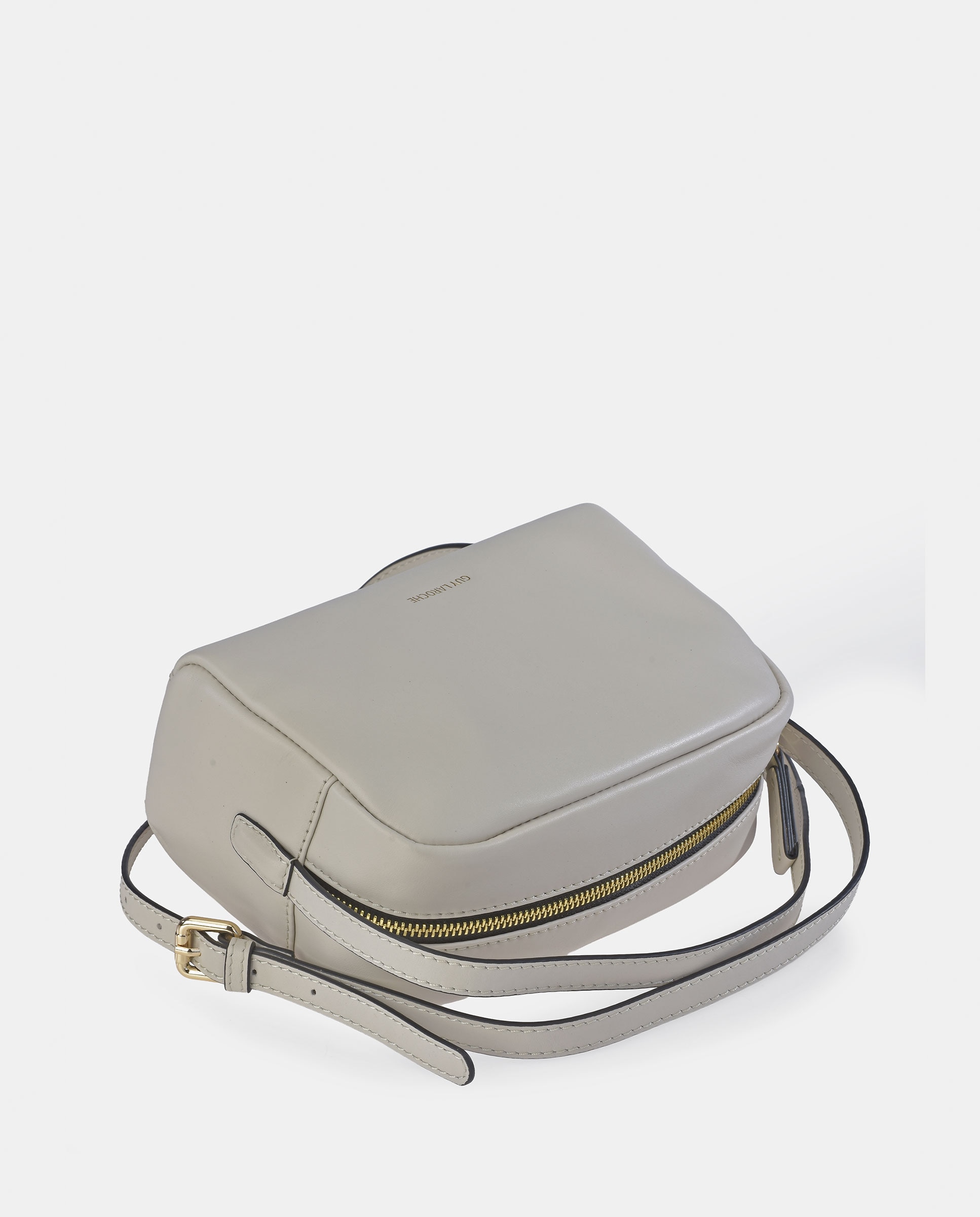 Mala Crossbody em Pele com Fecho de Correr Branco-3