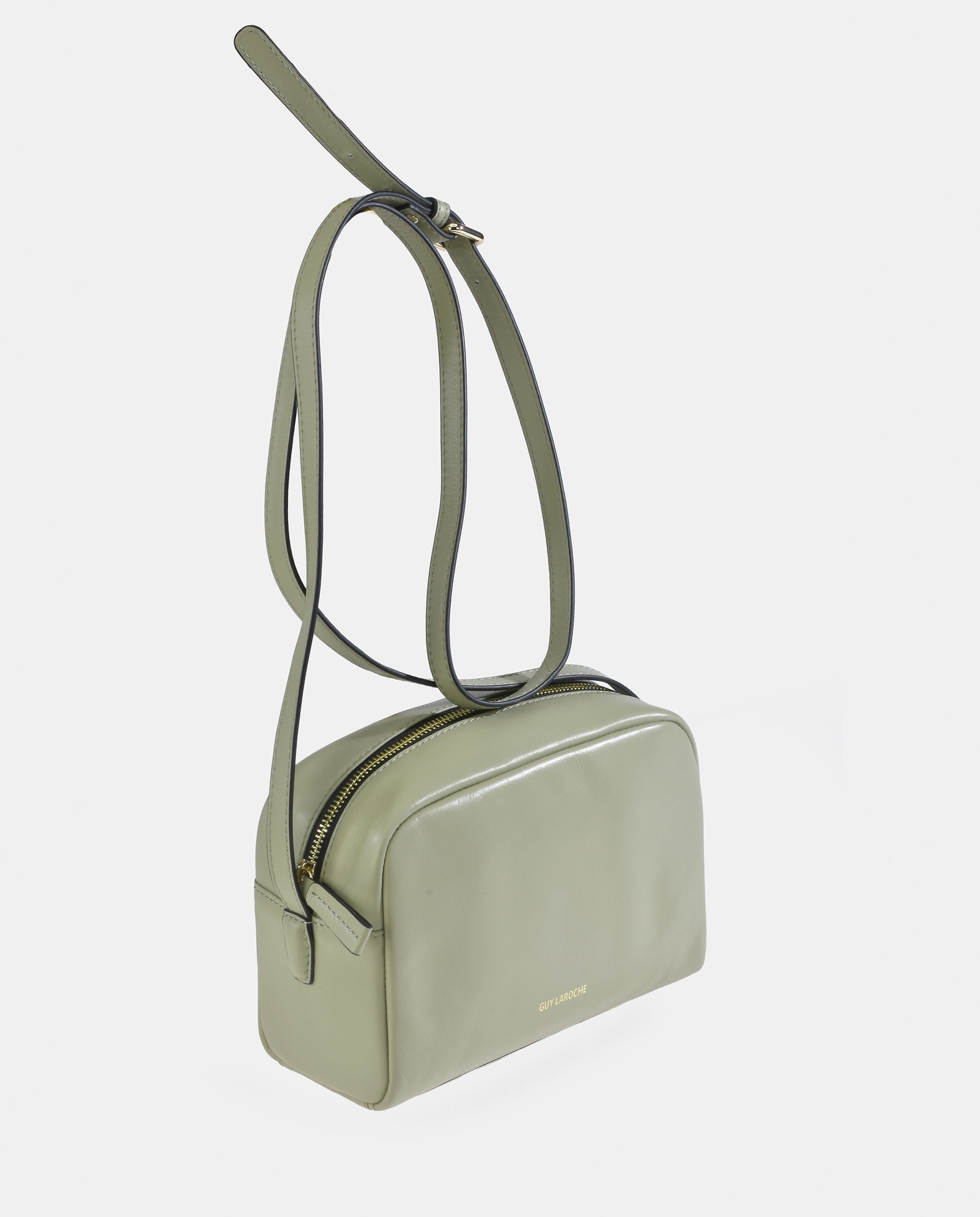 Mala Crossbody em Pele com Fecho de Correr Verde-claro-2