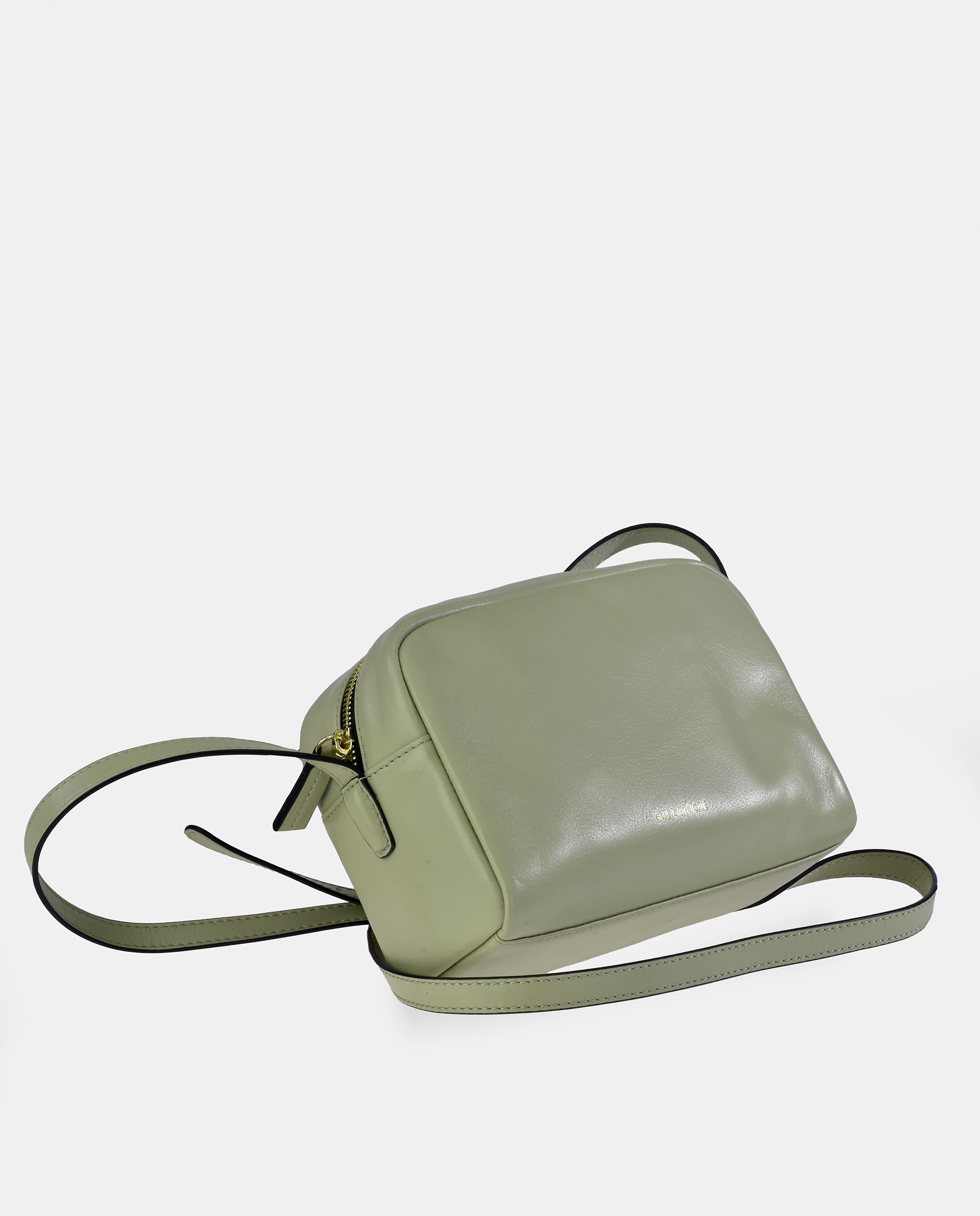 Mala Crossbody em Pele com Fecho de Correr Verde-claro-3