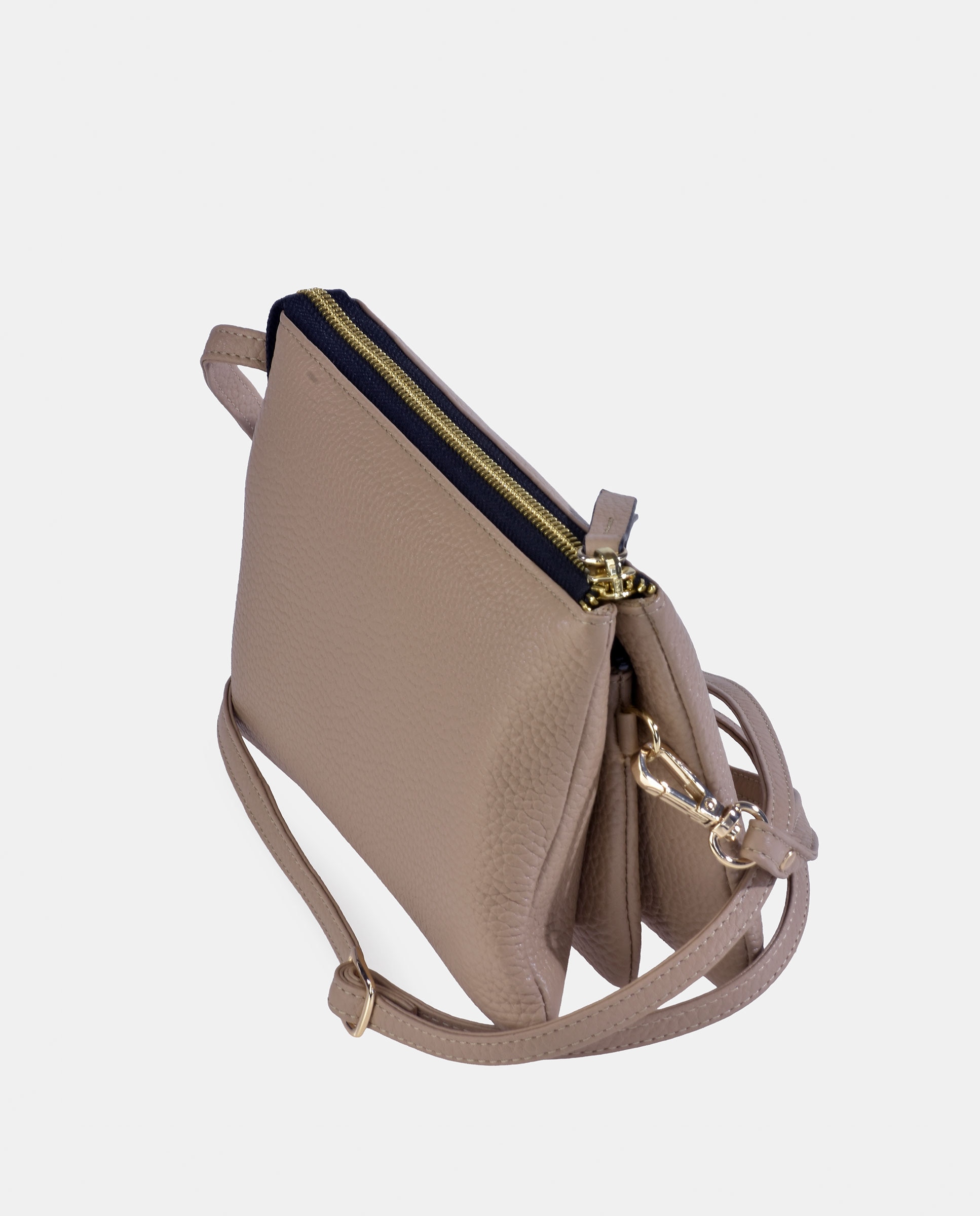 Mala Crossbody Retangular em Pele Creme-3